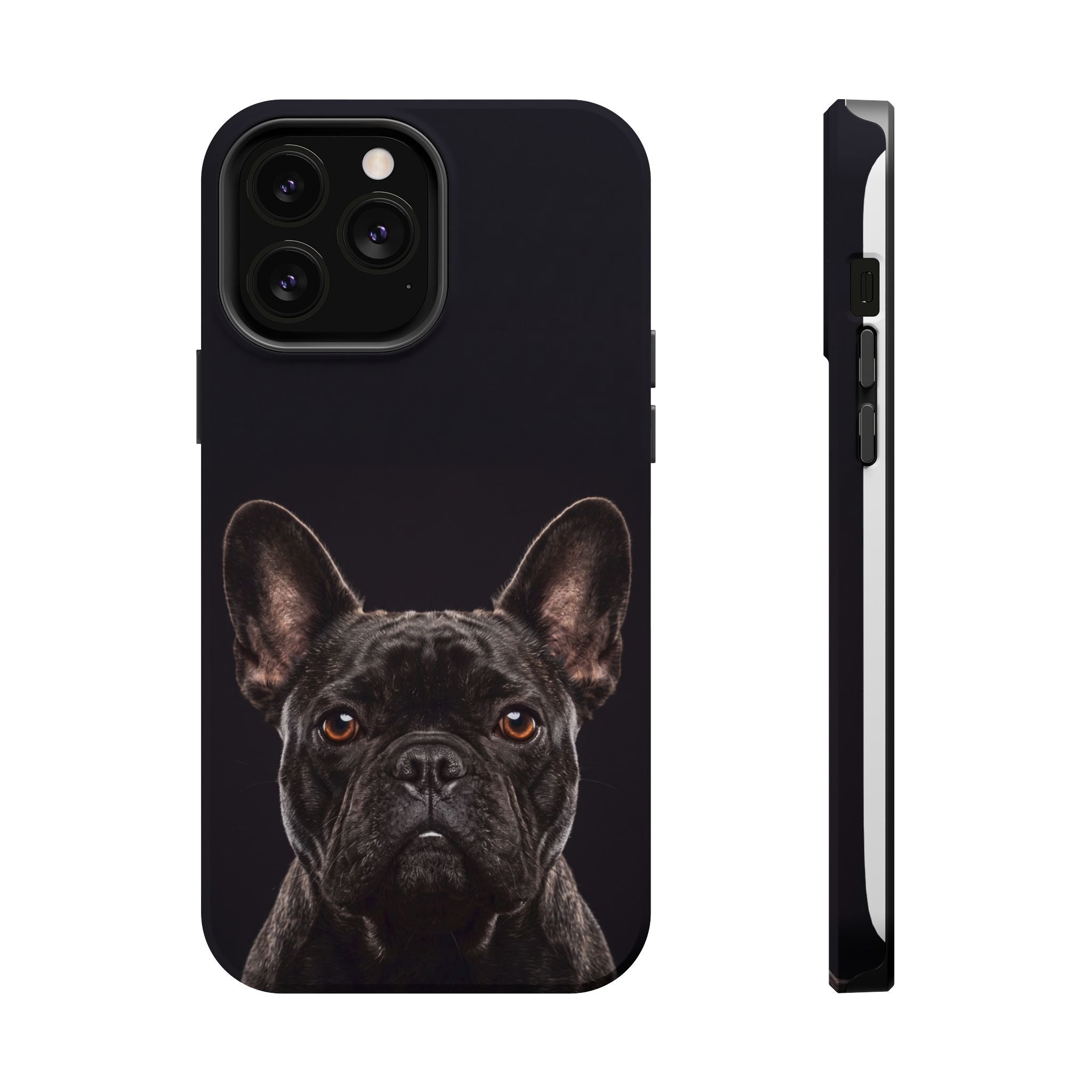 Black French Bulldog Phone Case — Impact-Resistant Wireless Charging Cover