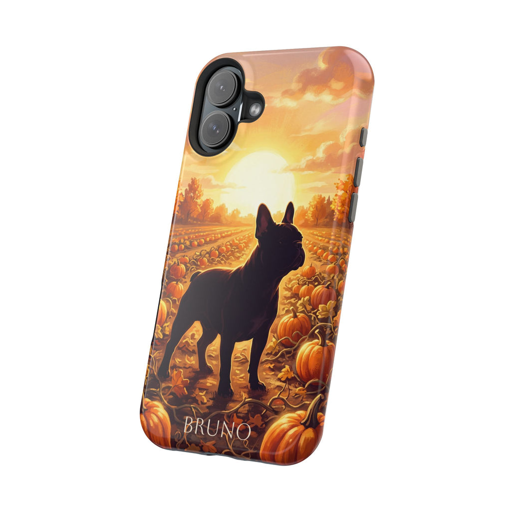 Personalized French Bulldog Pumpkin Patch Phone Case — Wireless Charging Cover