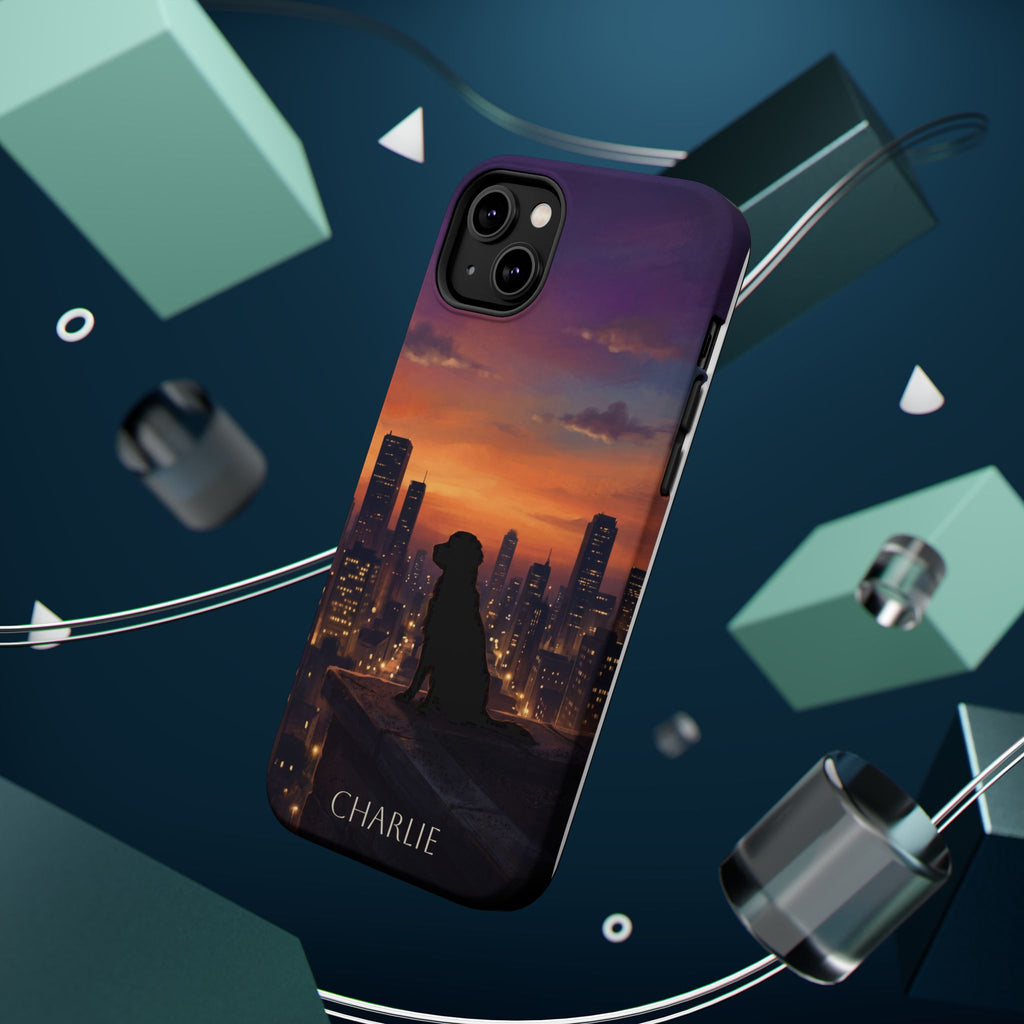 Personalized Golden Retriever City Skyline Phone Case — Wireless Charging Cover