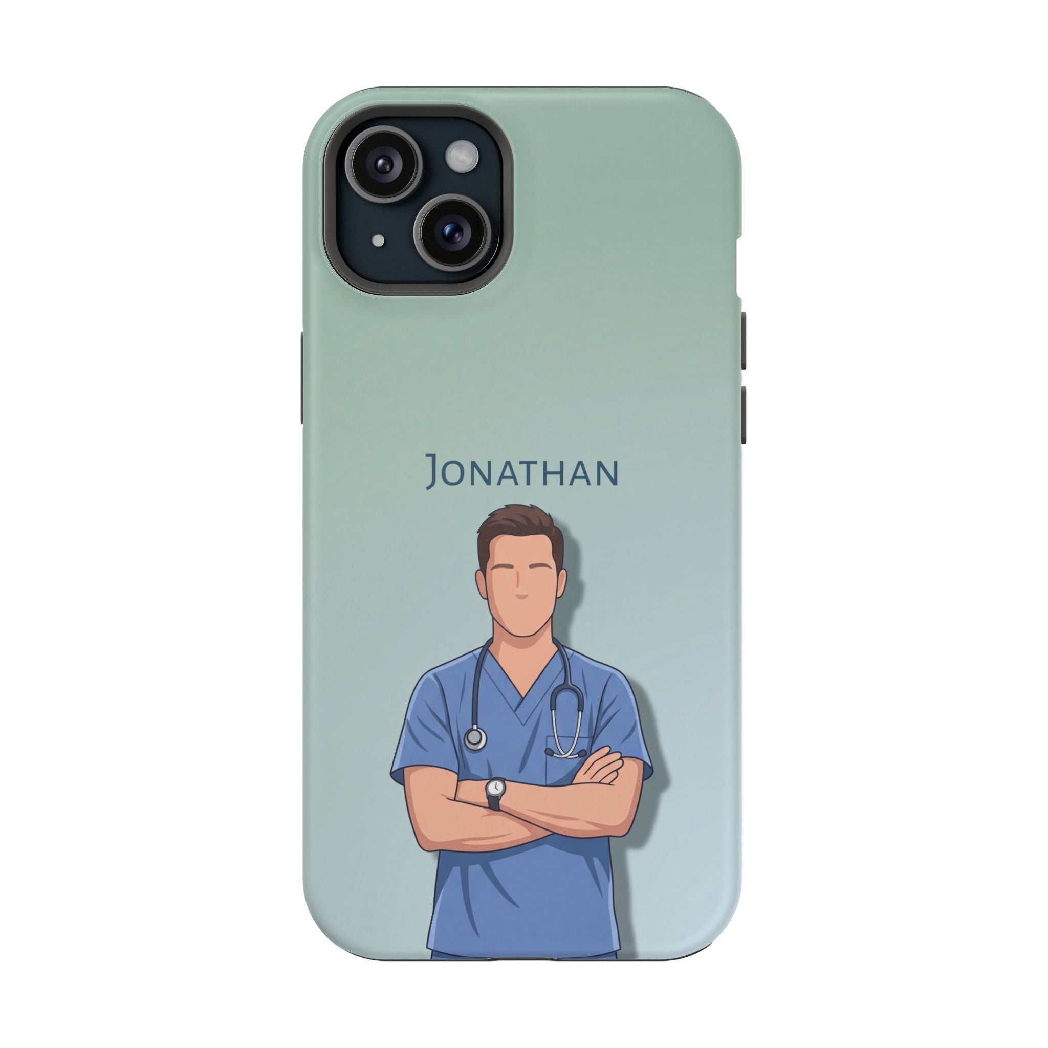 Personalized Nurse Portrait Phone Case — Impact-Resistant Wireless Charging Cover