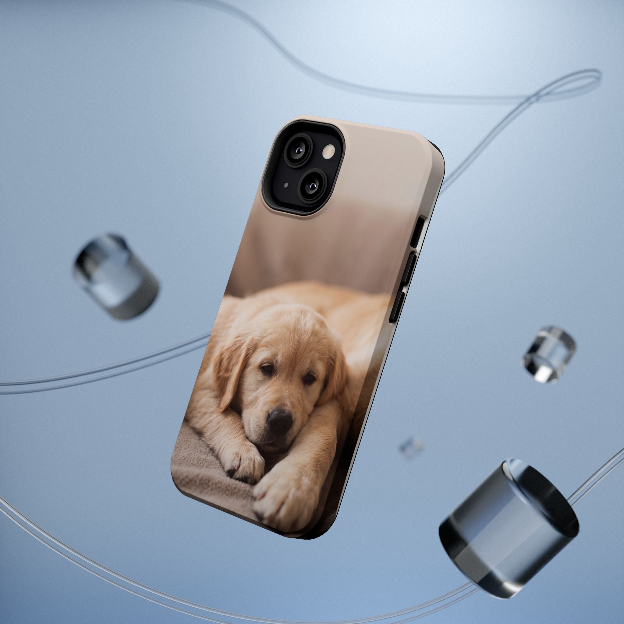 Golden Retriever Puppy Phone Case — Impact-Resistant Wireless Charging Cover