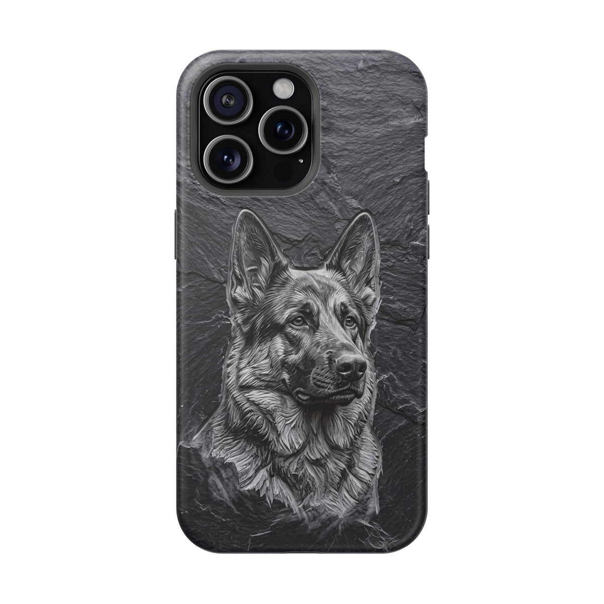 German Shepherd Phone Case | Carved Stone Art — Tough Magnetic Case with Wireless Charging