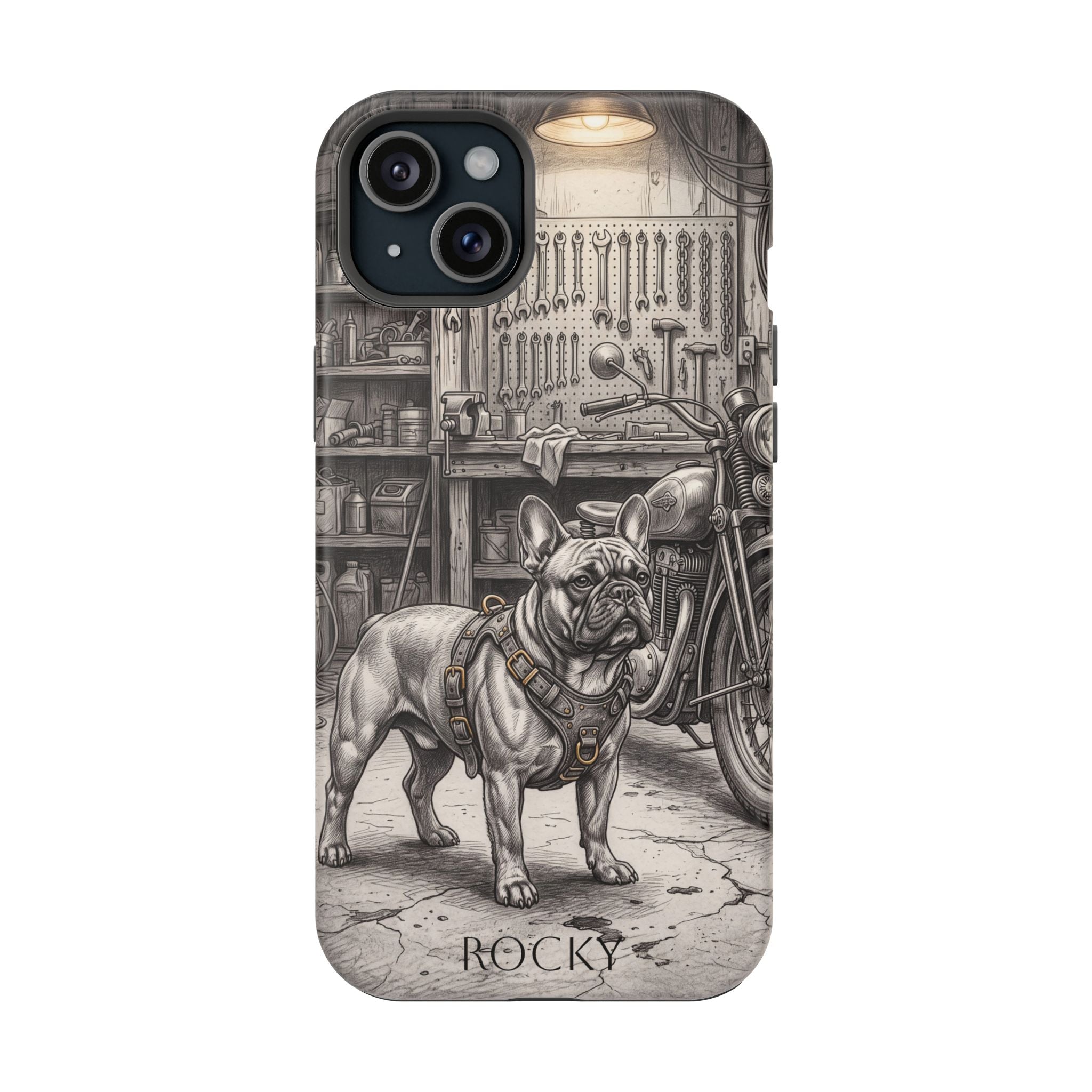 Personalized French Bulldog Vintage Street Phone Case — Wireless Charging Cover