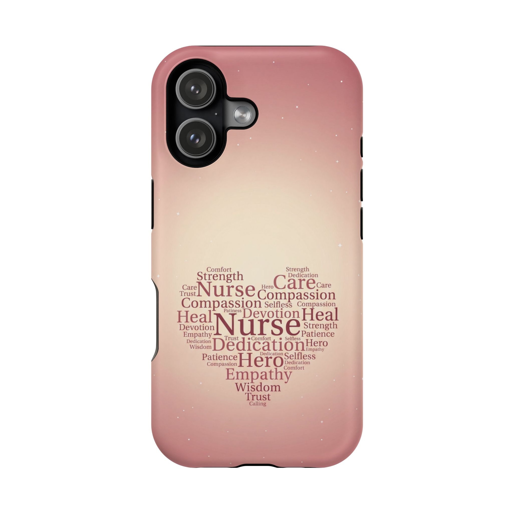 Nurse Heart Word Art Phone Case — Impact-Resistant Wireless Charging Cover