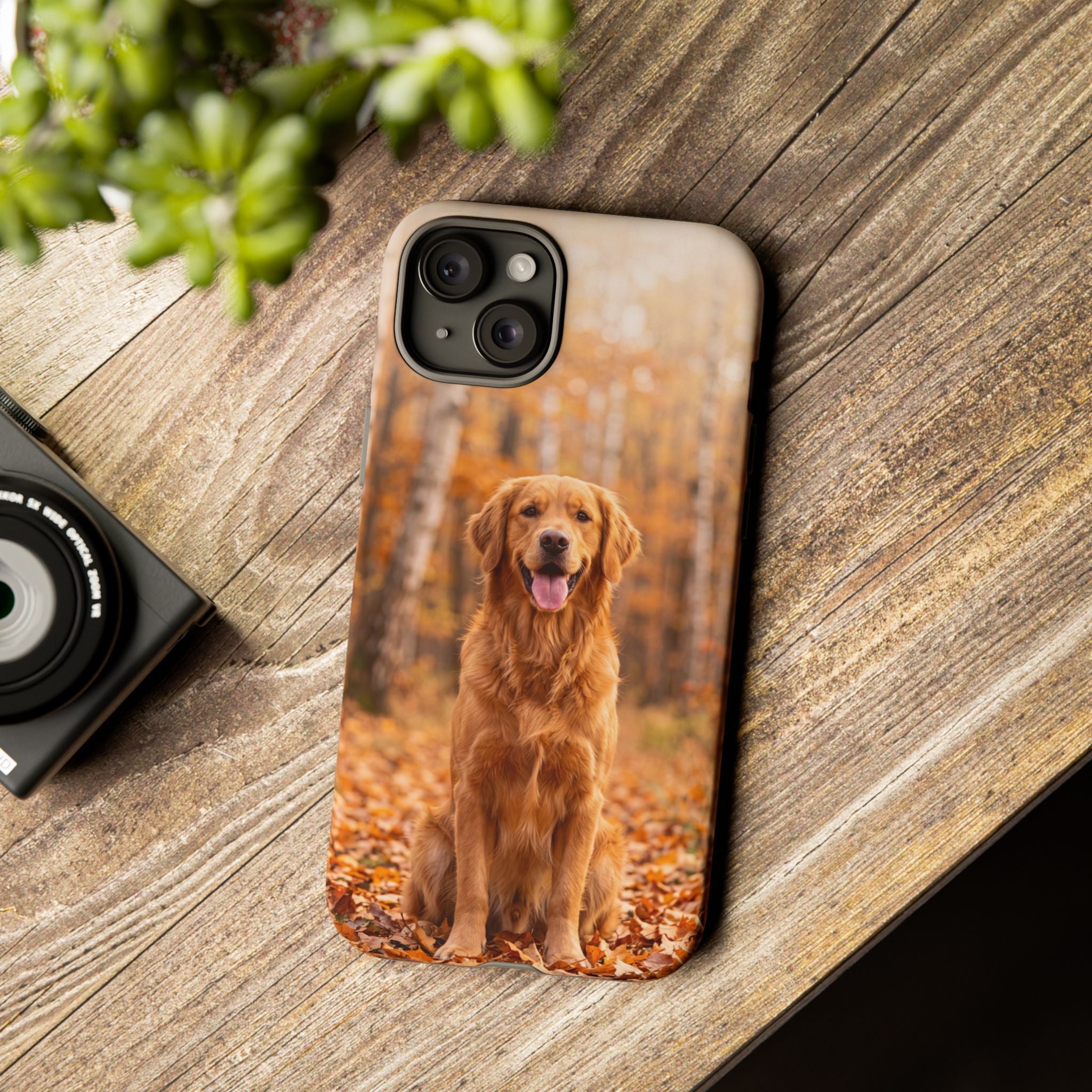 Golden Retriever Autumn Forest Phone Case | Happy Dog in Fall Foliage | Samsung & iPhone