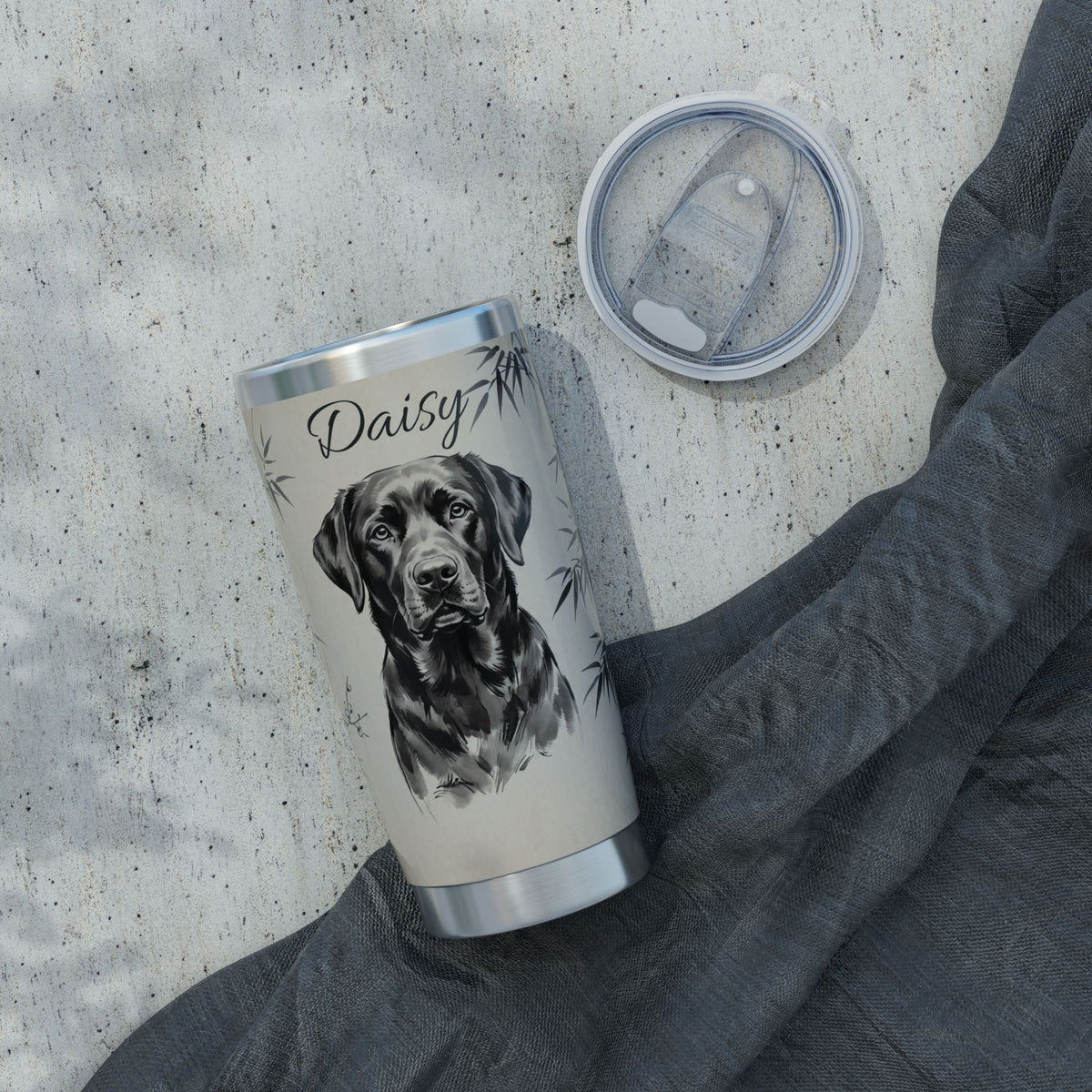 Labrador Personalized Tumbler | Sumi-e Ink Wash Art — 20 oz Stainless Travel Mug