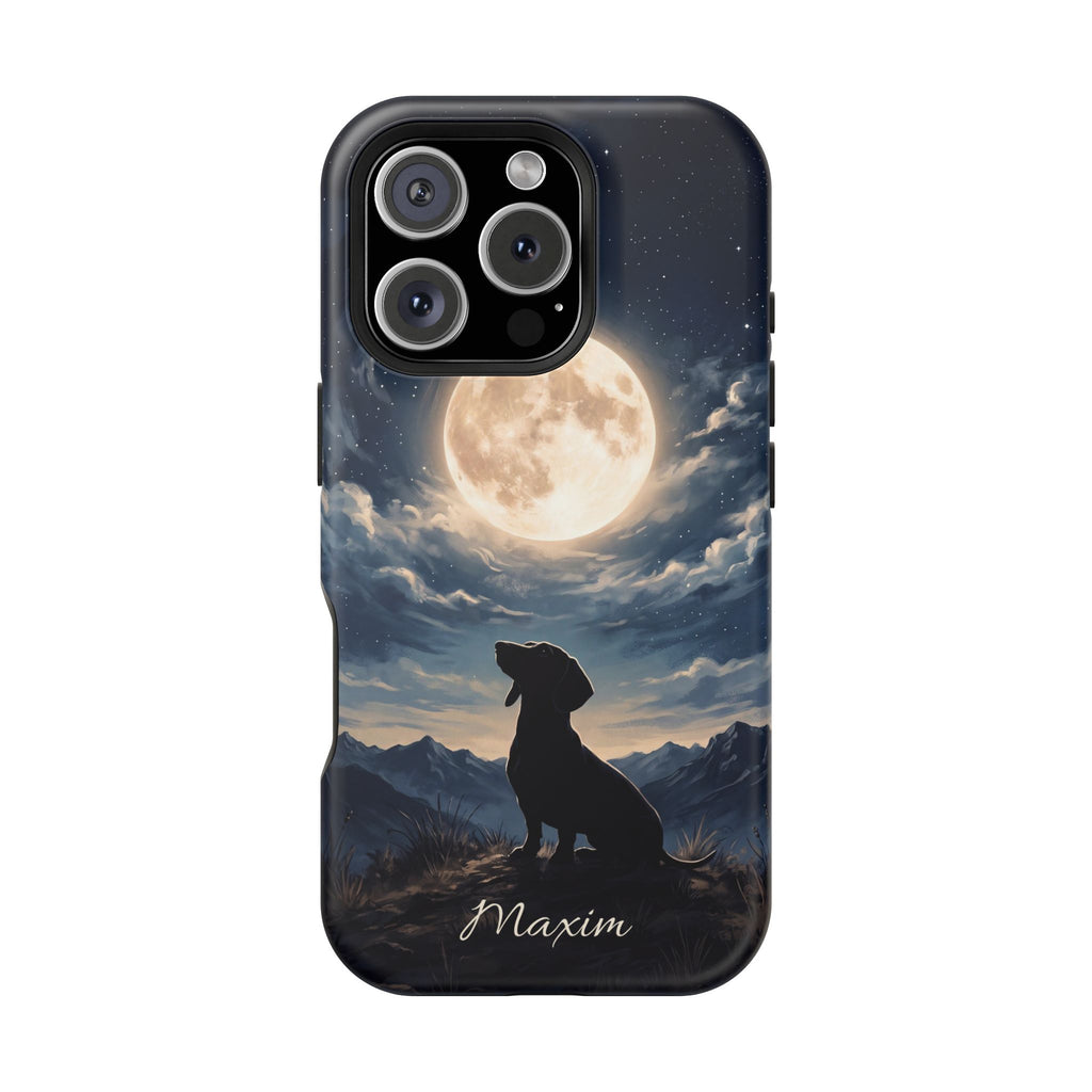 Personalized Dachshund Moonlight Phone Case — Wireless Charging Cover
