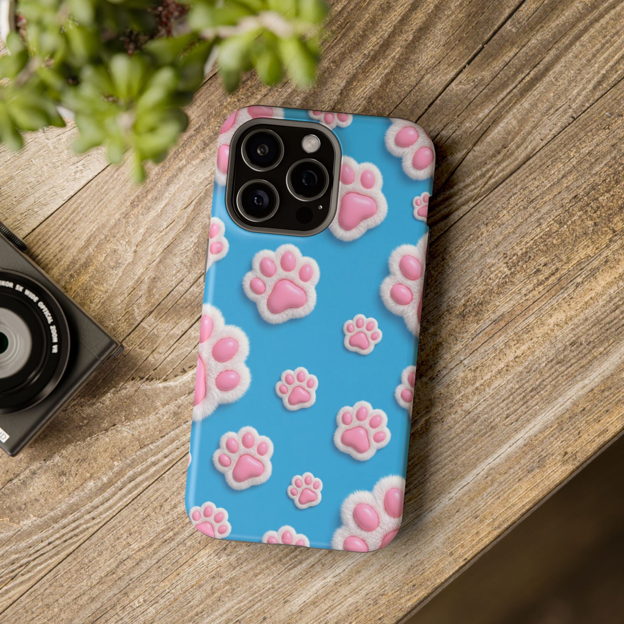 Fluffy Paw Print Phone Case | Cute 3D Pink Paw Pattern Case for Dog & Cat Lovers | iPhone & Samsung