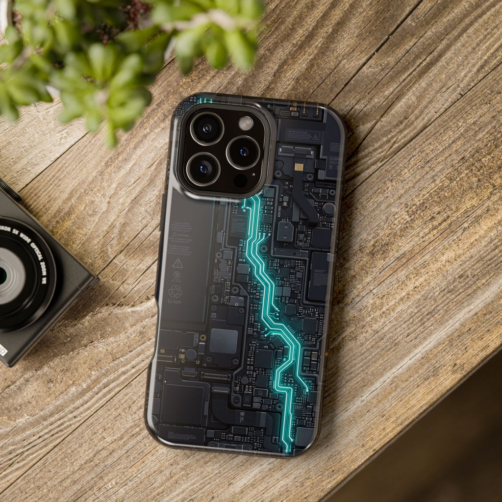 Cyan Bolt Electrician Phone Case — Electric Circuit Wireless Charging Cover