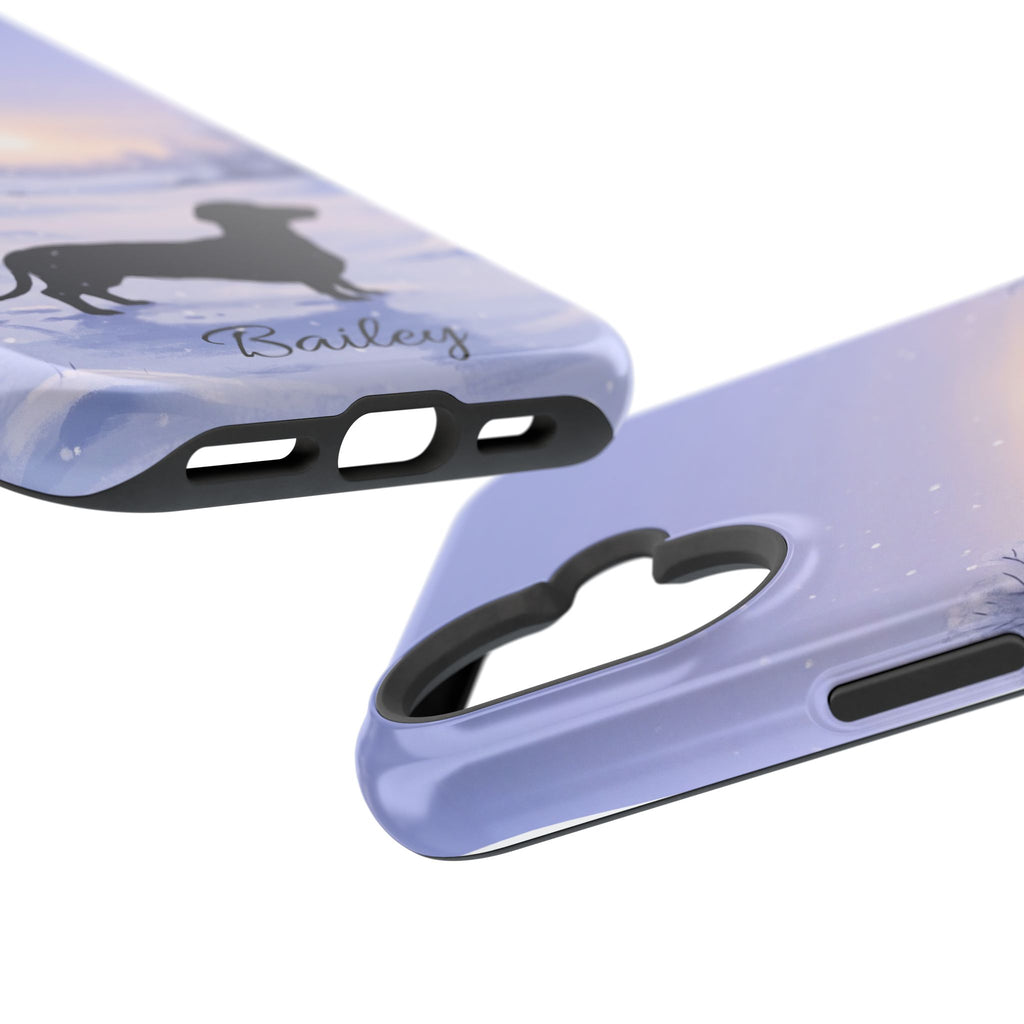 Personalized Dachshund Winter Snow Phone Case — Wireless Charging Cover