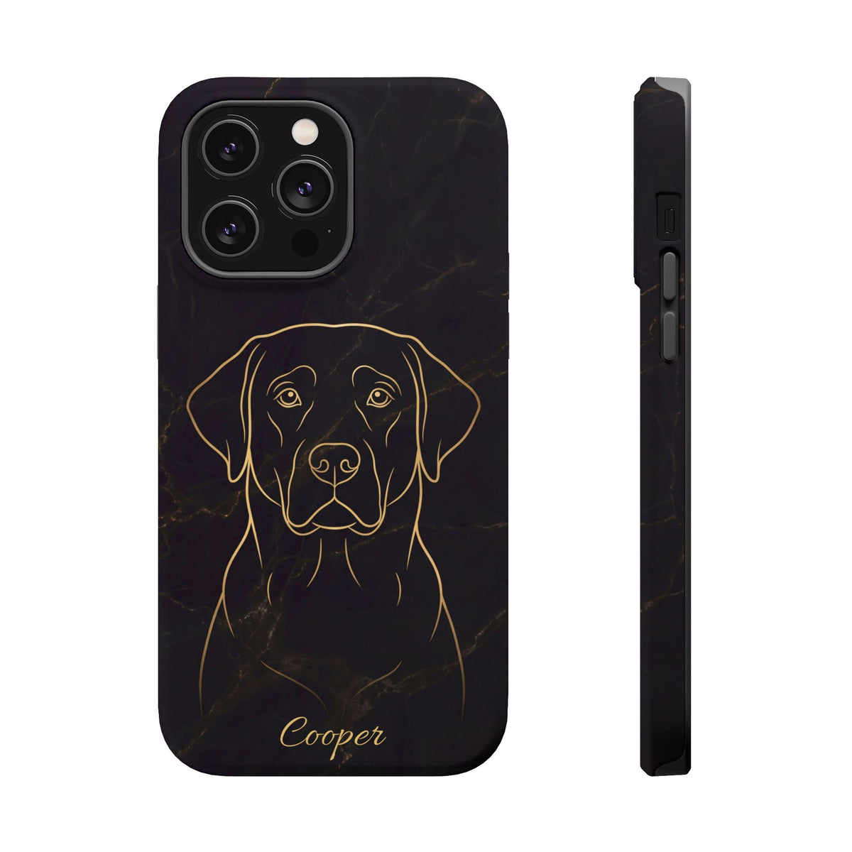 Personalized Gold Line Art Labrador Phone Case — Tough Magnetic Case with Wireless Charging