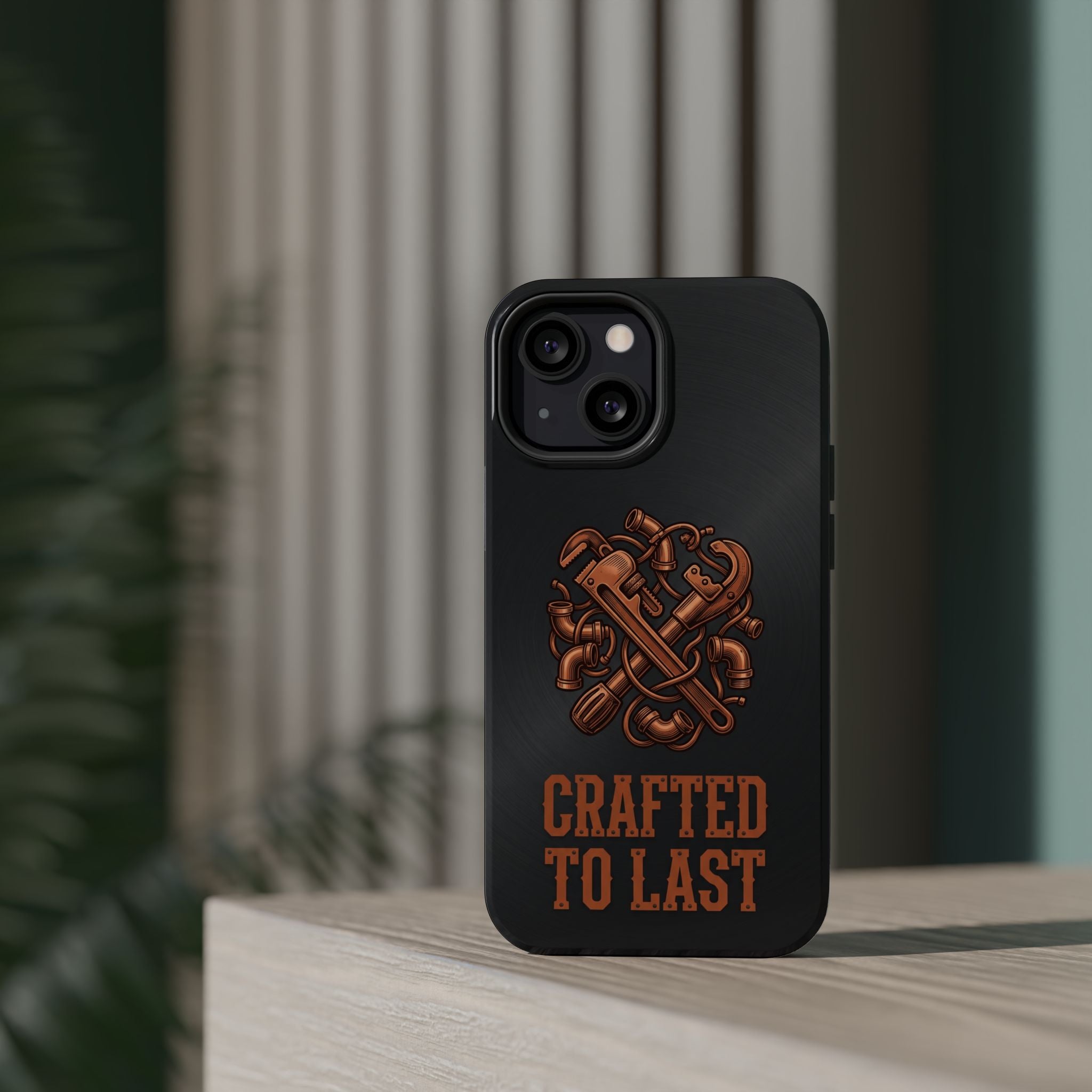 Crafted to Last Phone Case — Crossed Wrenches Wireless Charging Cover