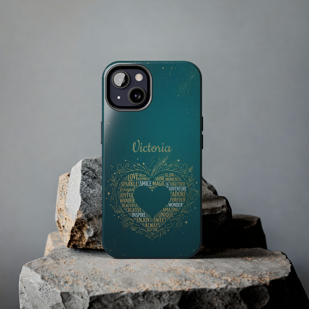 Personalized Teacher Phone Case — Custom Name Heart Word Art Design