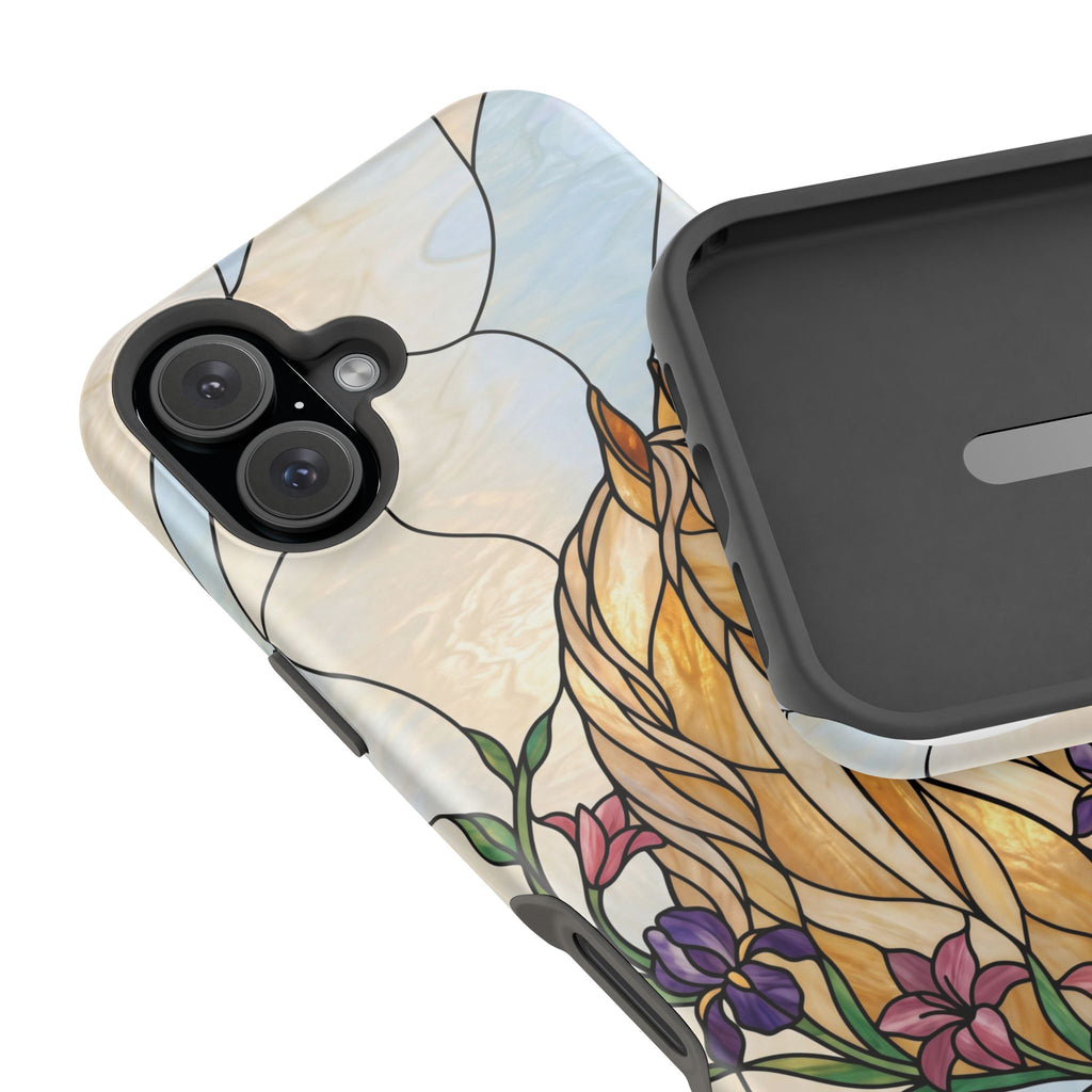Floral Stained Glass Horse Phone Case — Tough Magnetic Case with Wireless Charging