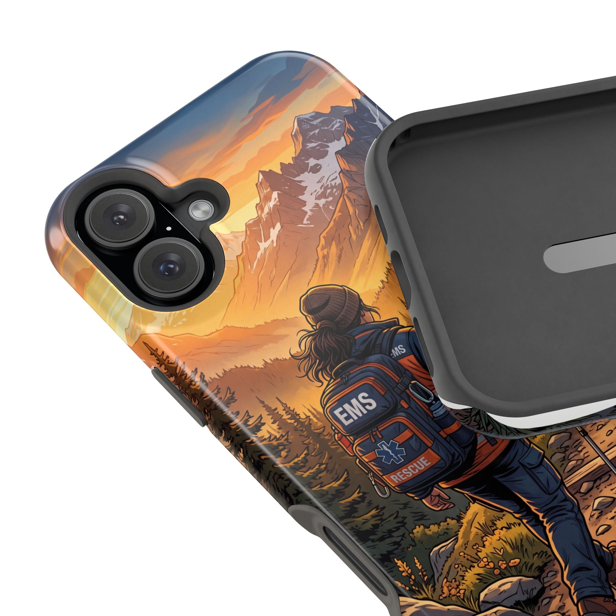 Paramedic/EMT Mountain Phone Case — Magnetic Wireless Charging Cover