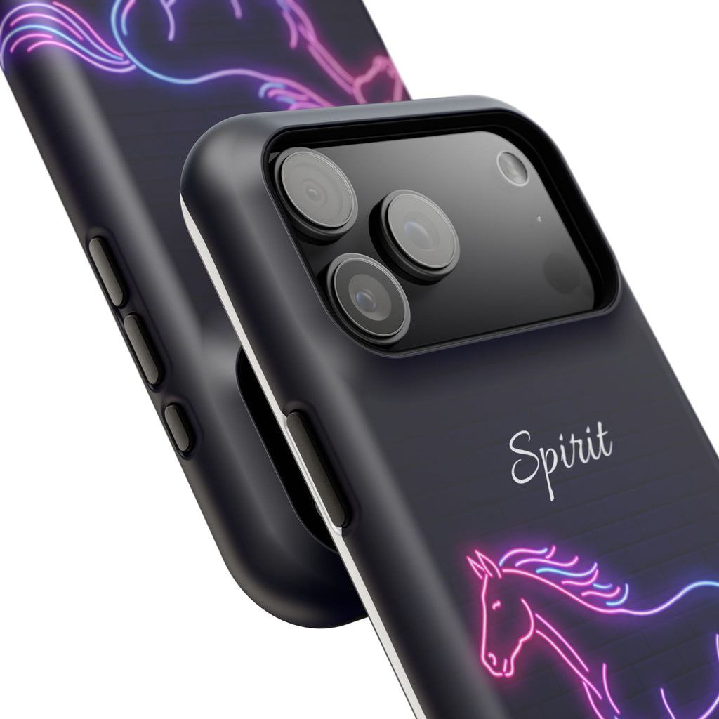Personalized Neon Glow Horse Phone Case — Tough Magnetic Case with Wireless Charging