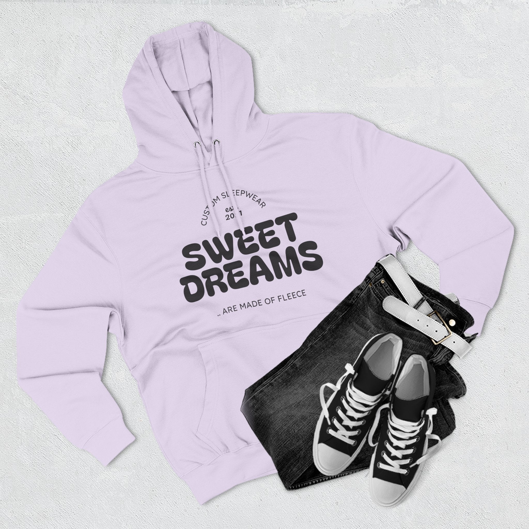 Sweet Dreams Hoodie — Cozy Fleece Pullover with Retro Script