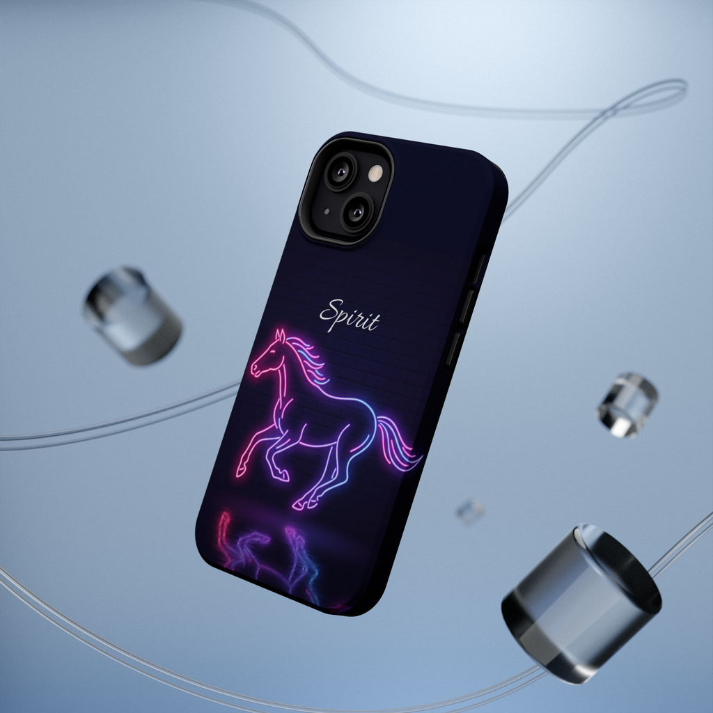 Personalized Neon Glow Horse Phone Case — Tough Magnetic Case with Wireless Charging