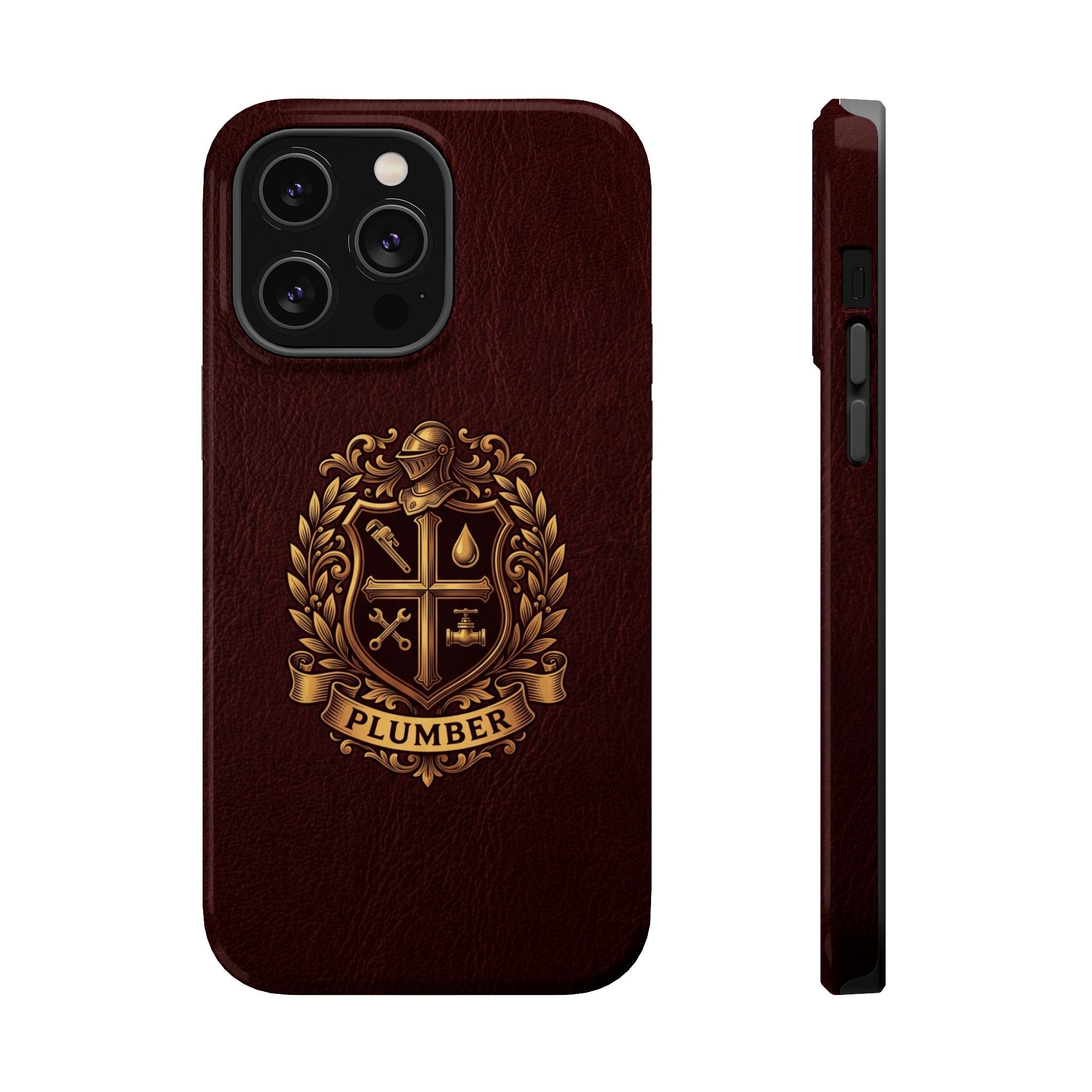 Plumber Crest Phone Case — Heraldic Shield Design Wireless Charging Cover