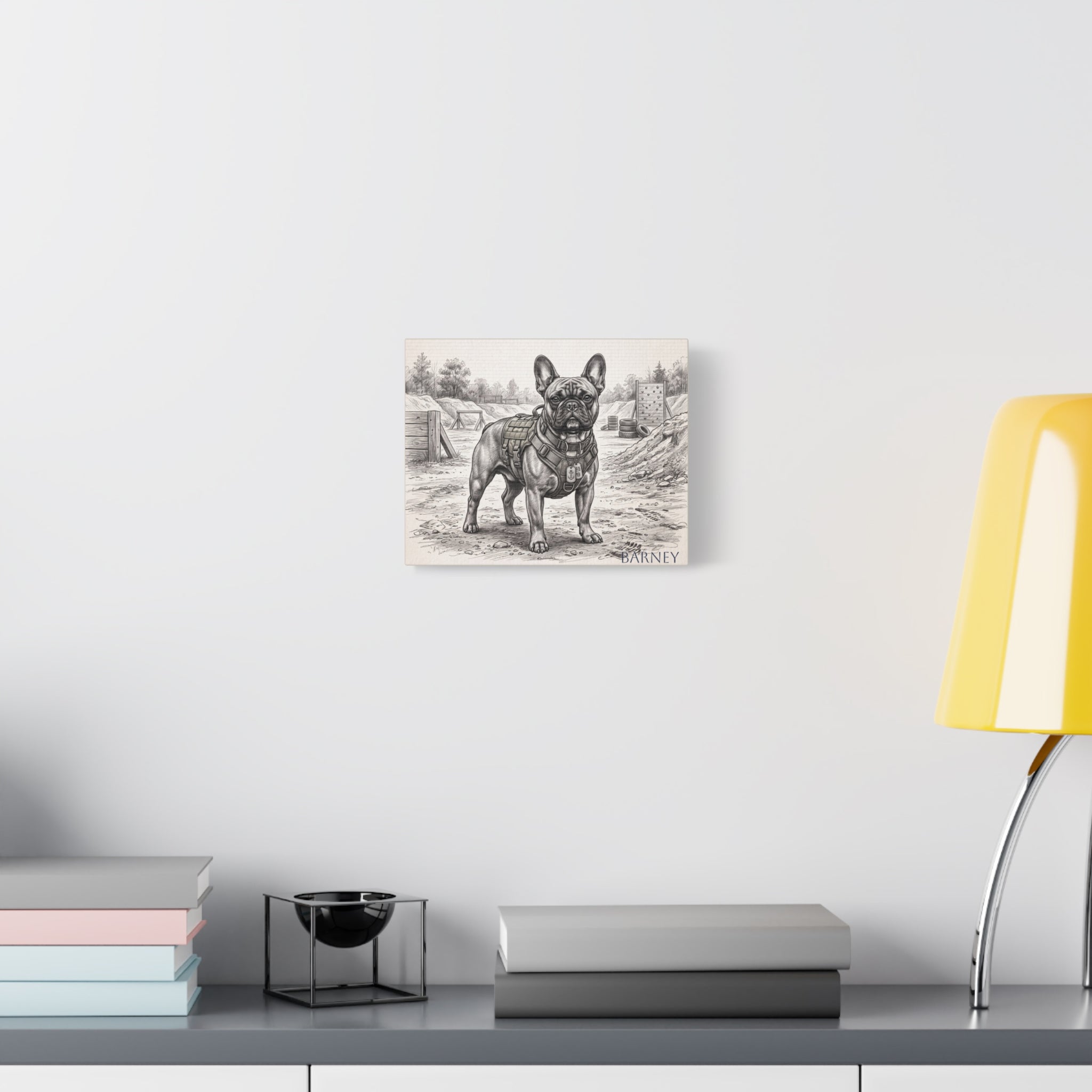 French Bulldog Military Sketch Personalized Canvas | Tactical Training Wall Art