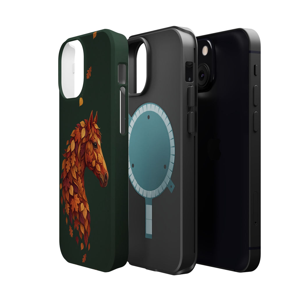 Autumn Leaves Horse Phone Case — Tough Magnetic Case with Wireless Charging