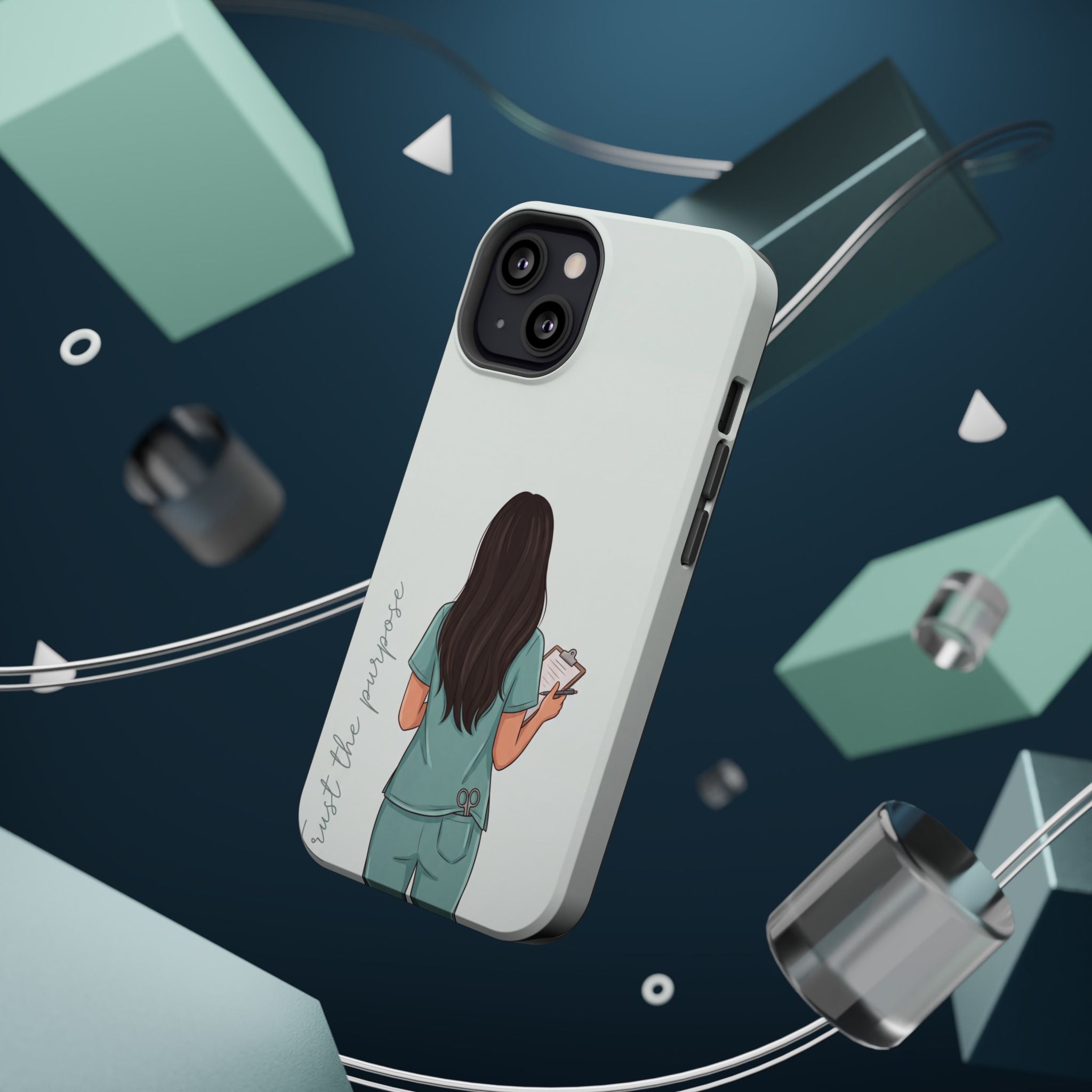 Nurse Illustration Phone Case — Impact-Resistant Wireless Charging Cover