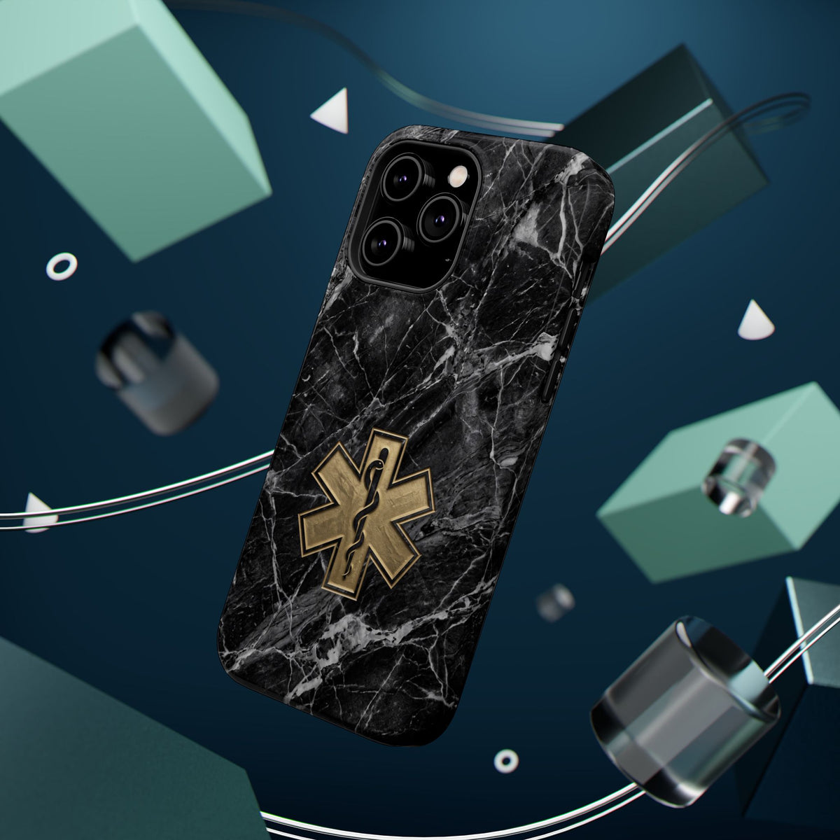 Paramedic/EMT Marble Phone Case — Magnetic Wireless Charging Cover