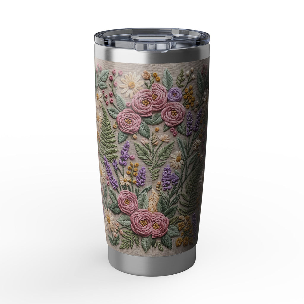 Labrador Tumbler | Floral Embroidery Art — 20 oz Stainless Travel Mug