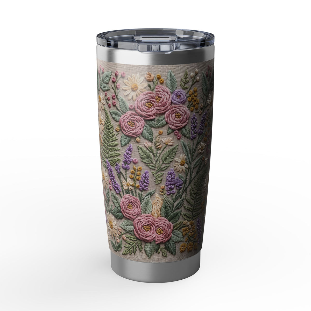 Labrador Tumbler | Floral Embroidery Art — 20 oz Stainless Travel Mug