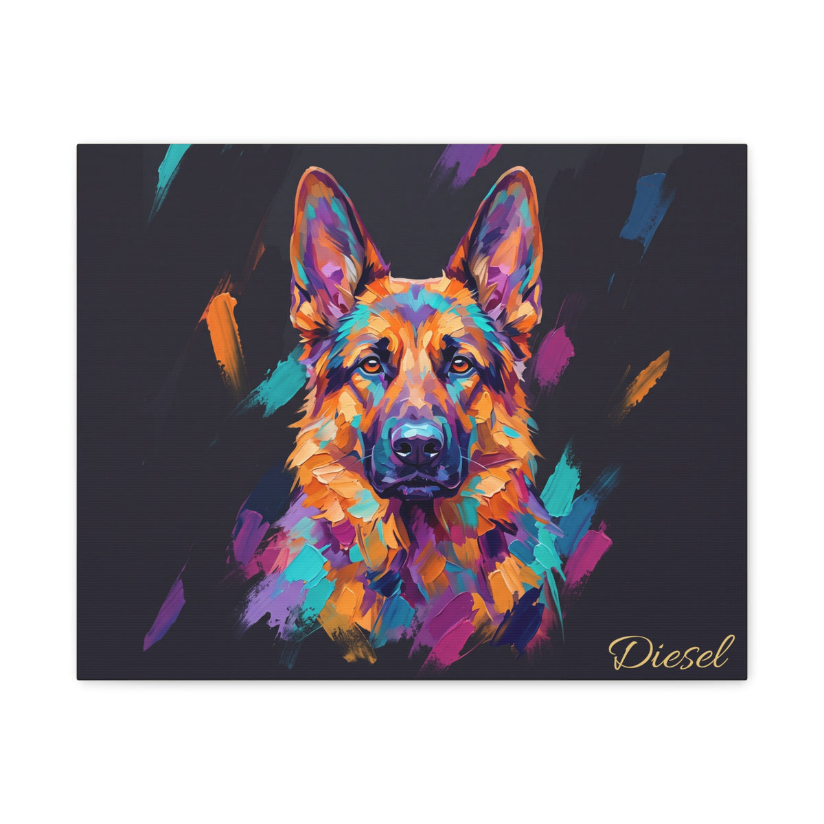 German Shepherd Personalized Canvas | Bold Brushstroke Wall Art