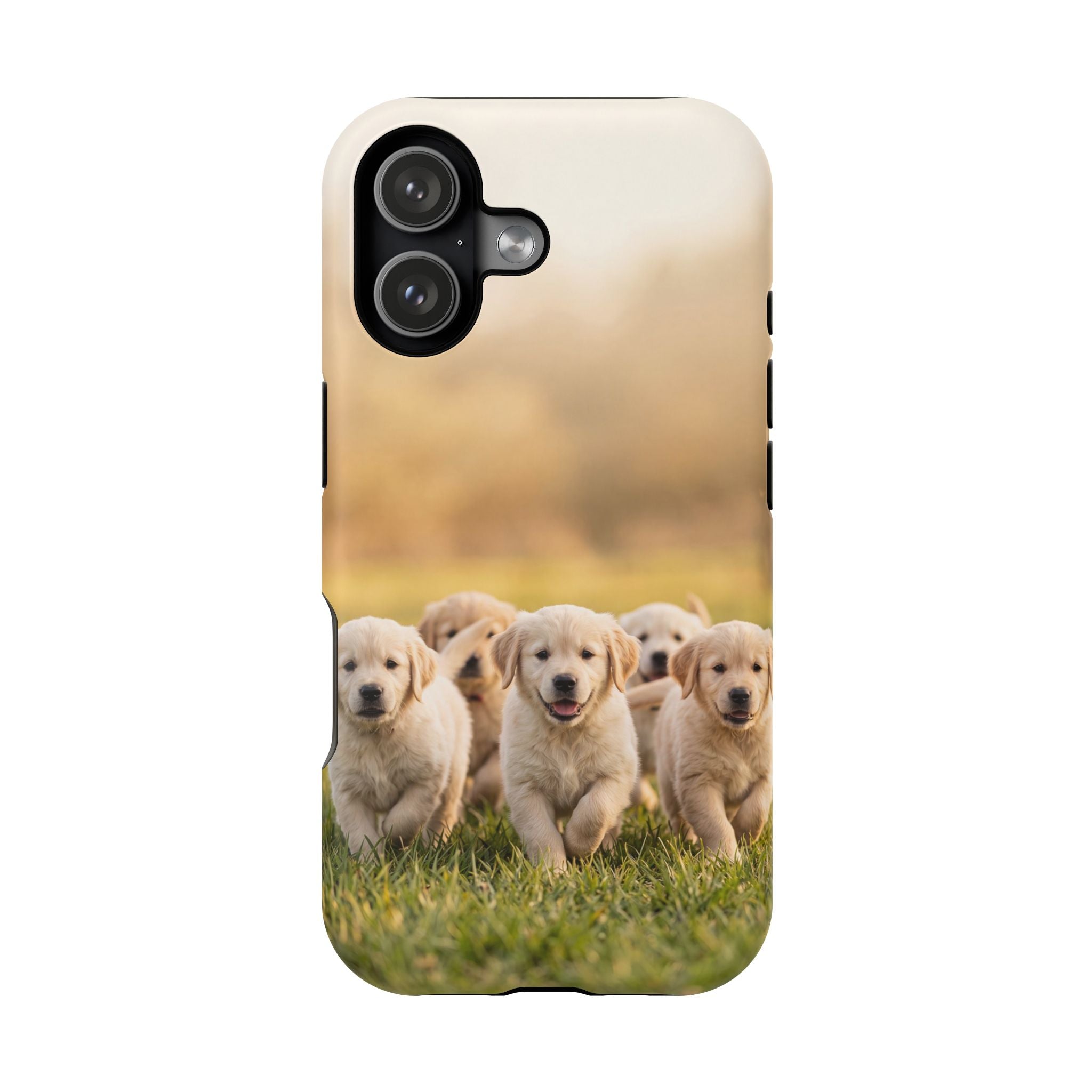 Golden Retriever Puppies Phone Case — Impact-Resistant Wireless Charging Cover