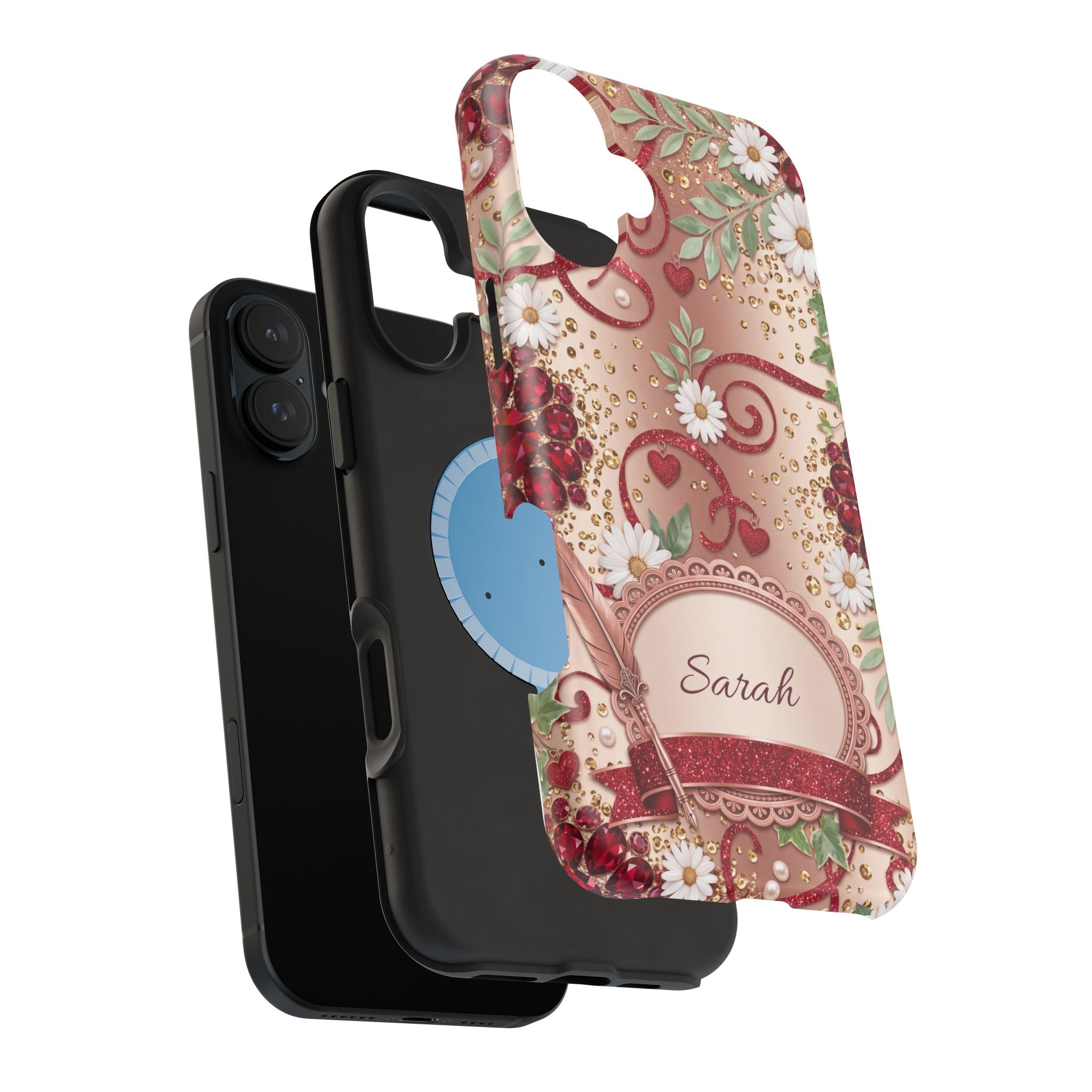 Personalized Vintage Floral Teacher Phone Case — Wireless Charging Cover
