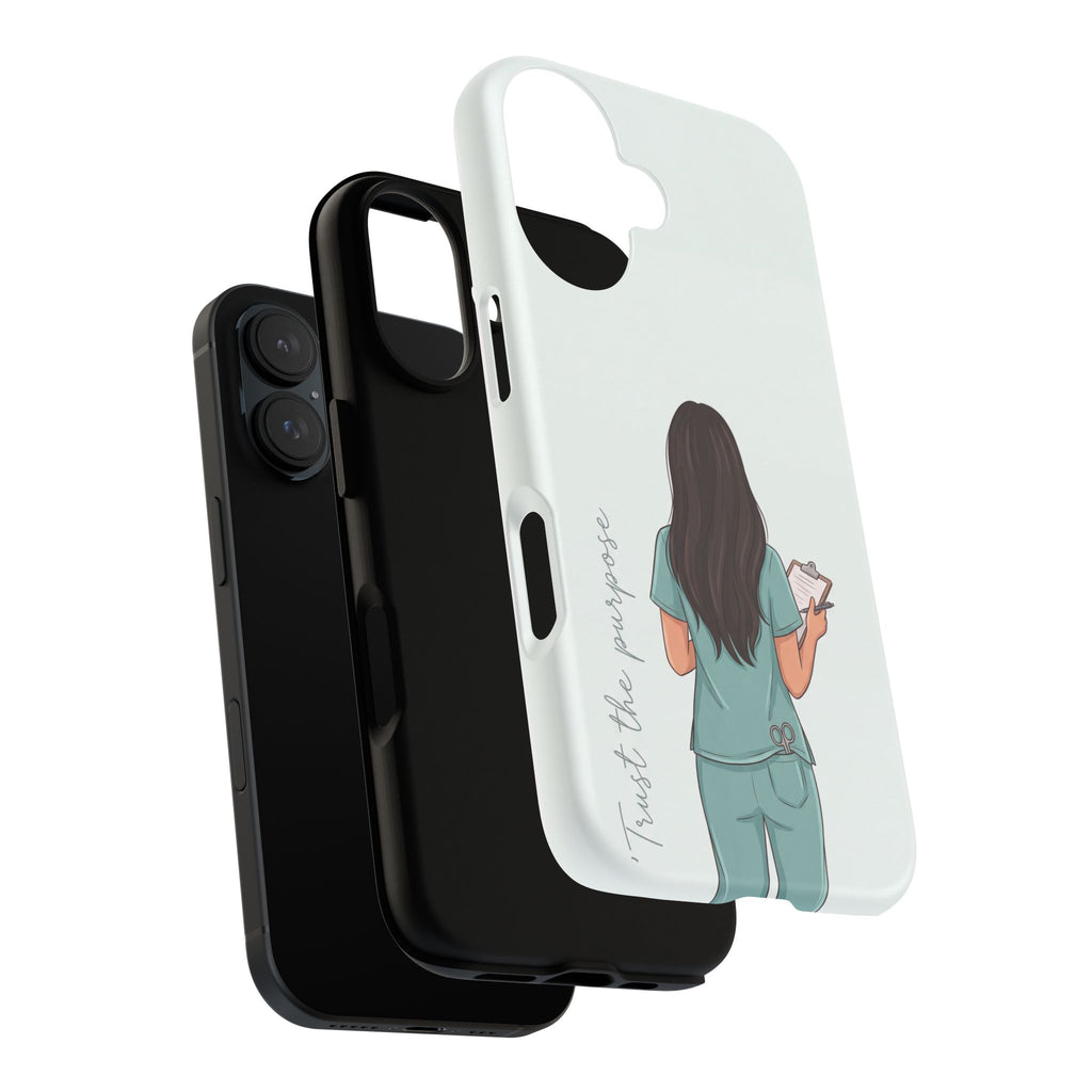 "Trust the Purpose" Nurse Phone Case | Illustrated Nurse in Scrubs Design | iPhone & Samsung