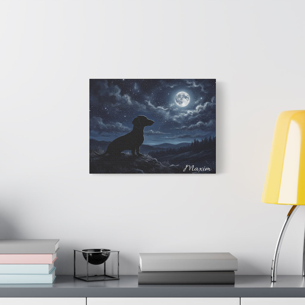 Dachshund Silhouette Personalized Canvas | Autumn Sunset Wall Art