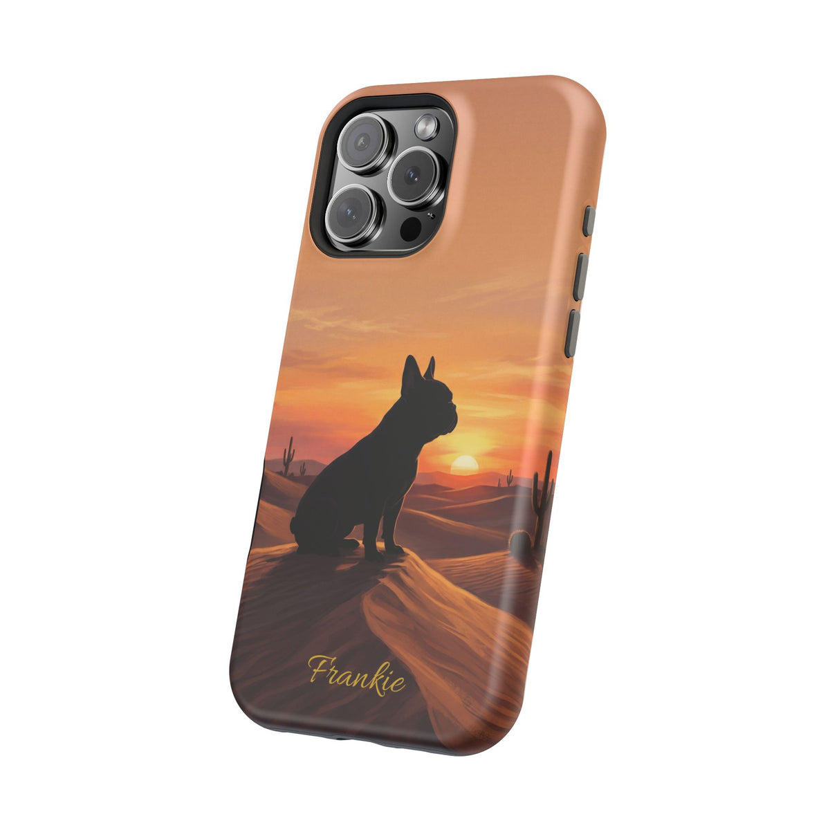 Personalized French Bulldog Desert Sunset Phone Case — Wireless Charging Cover