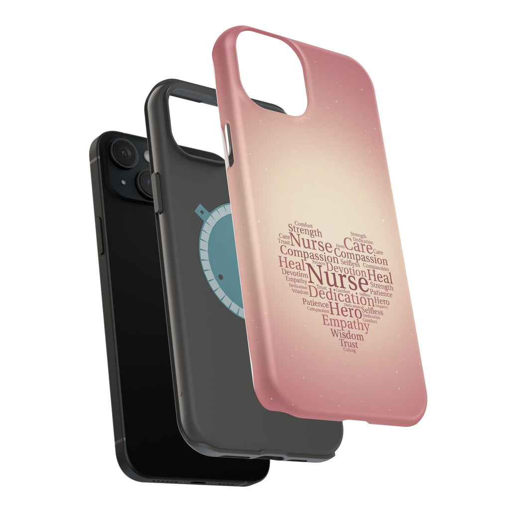 Nurse Heart Word Art Phone Case — Impact-Resistant Wireless Charging Cover