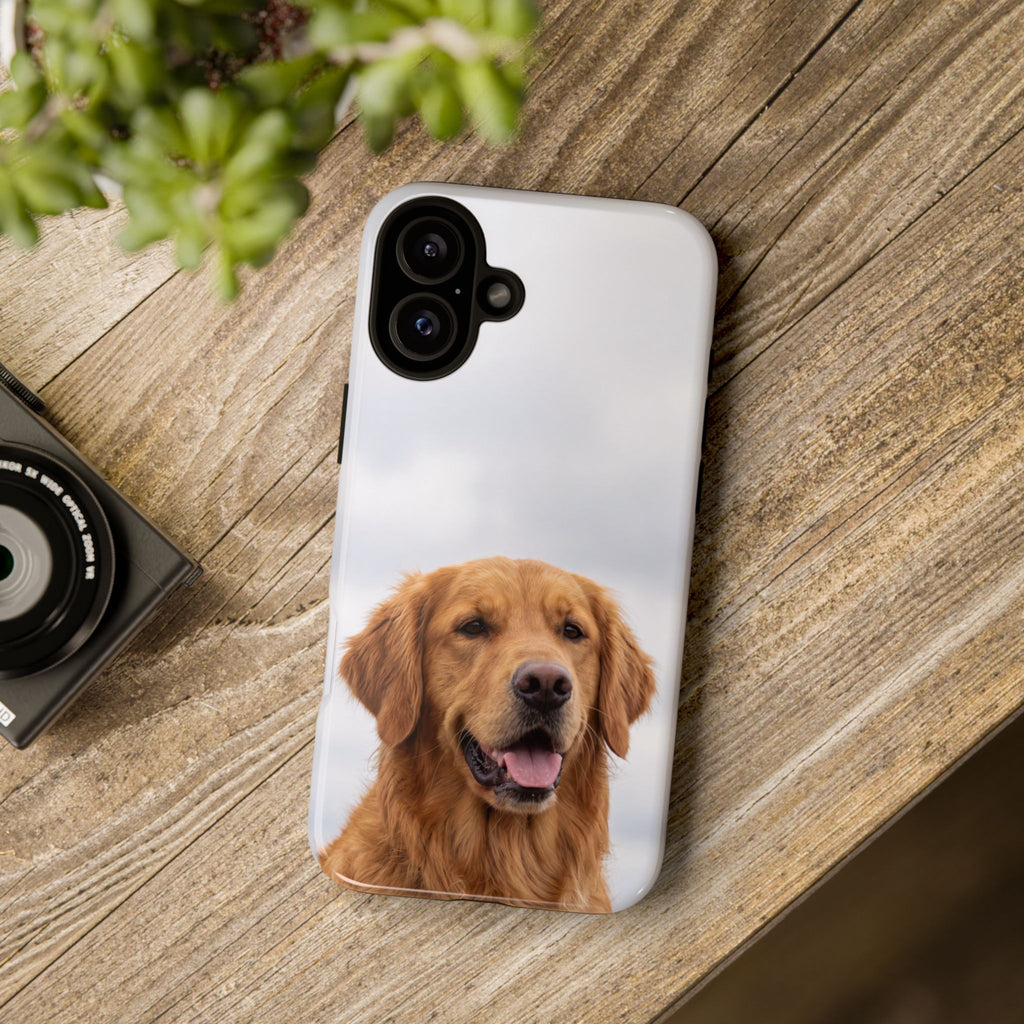 Golden Retriever Portrait Phone Case | Happy Dog Photo on Soft Sky Background | Samsung & iPhone