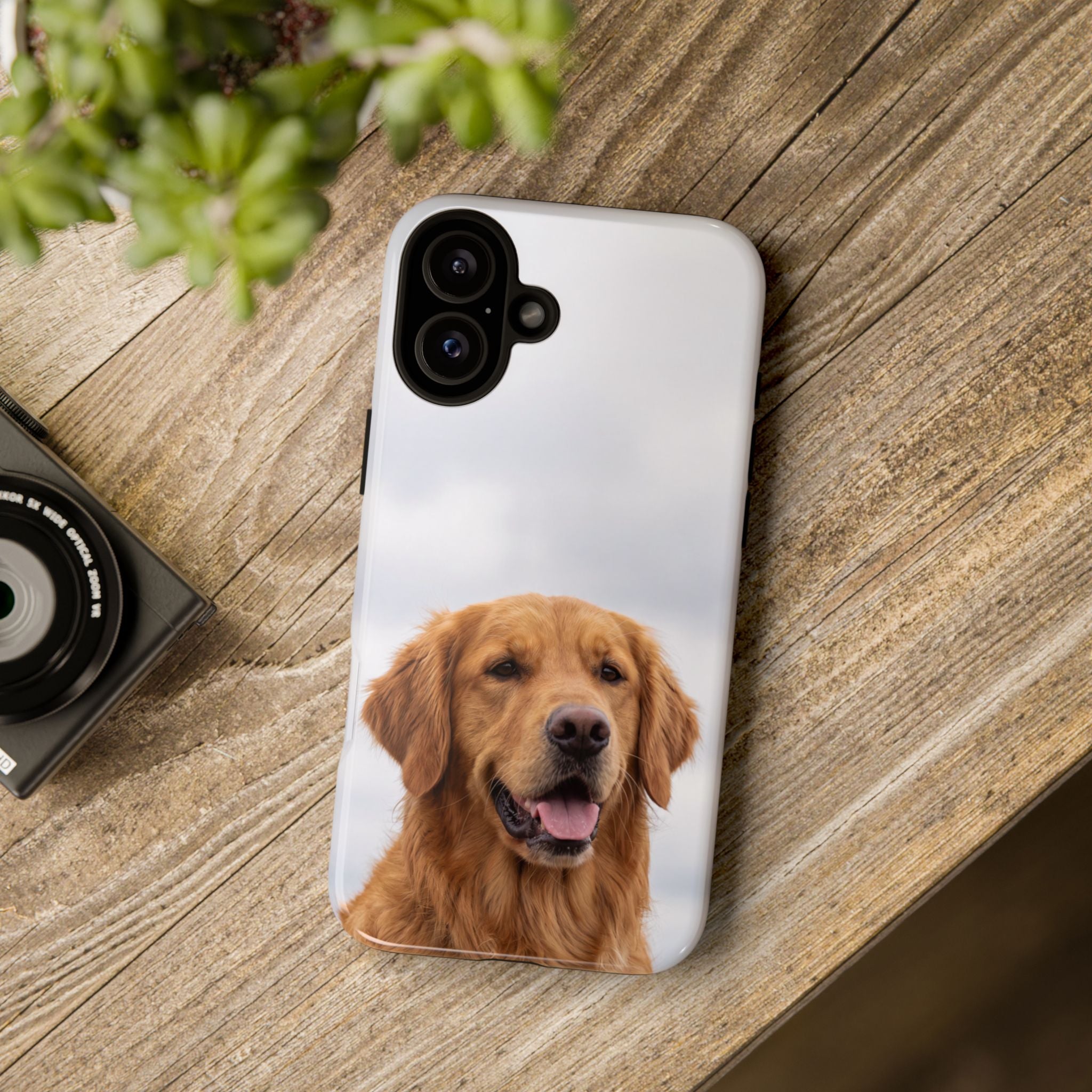 Golden Retriever Portrait Phone Case | Happy Dog Photo on Soft Sky Background | Samsung & iPhone