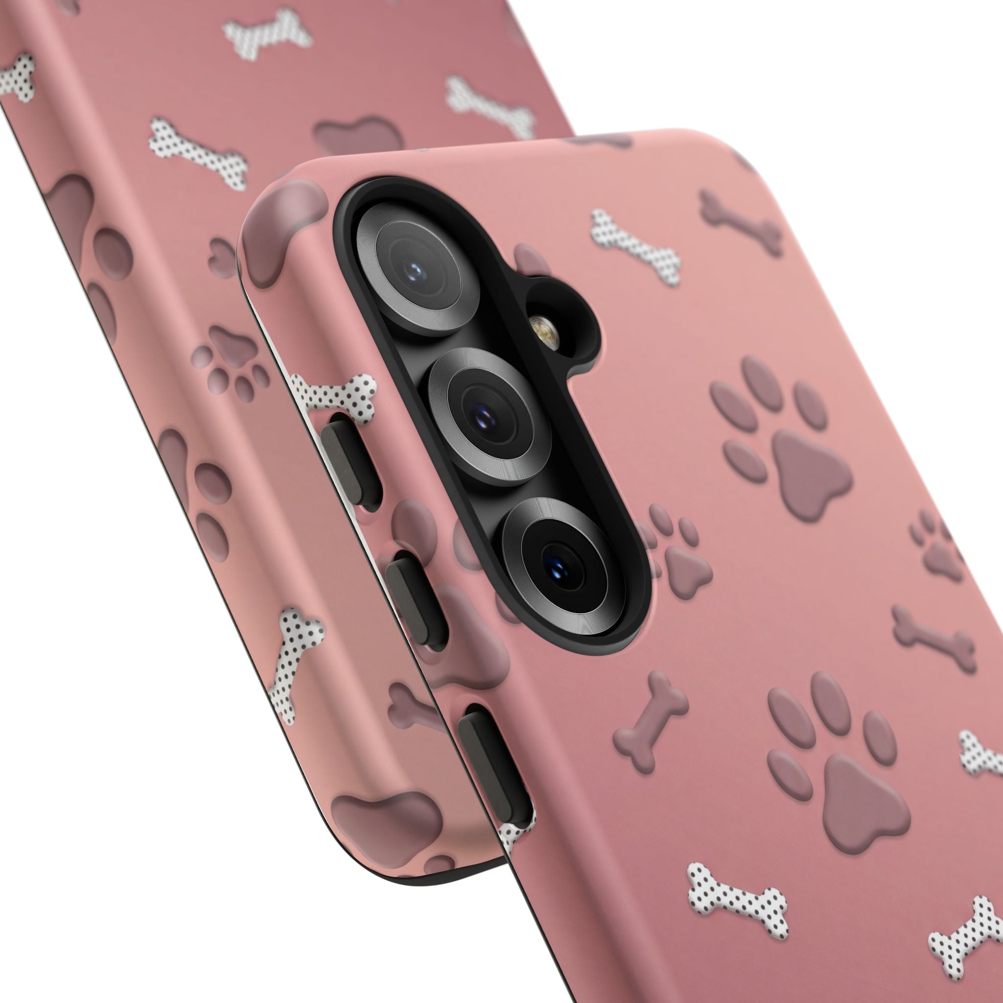 iPhone & Samsung Phone Case | Paw Print & Bone  | Dusty Rose Pattern Case for Frenchie Lovers