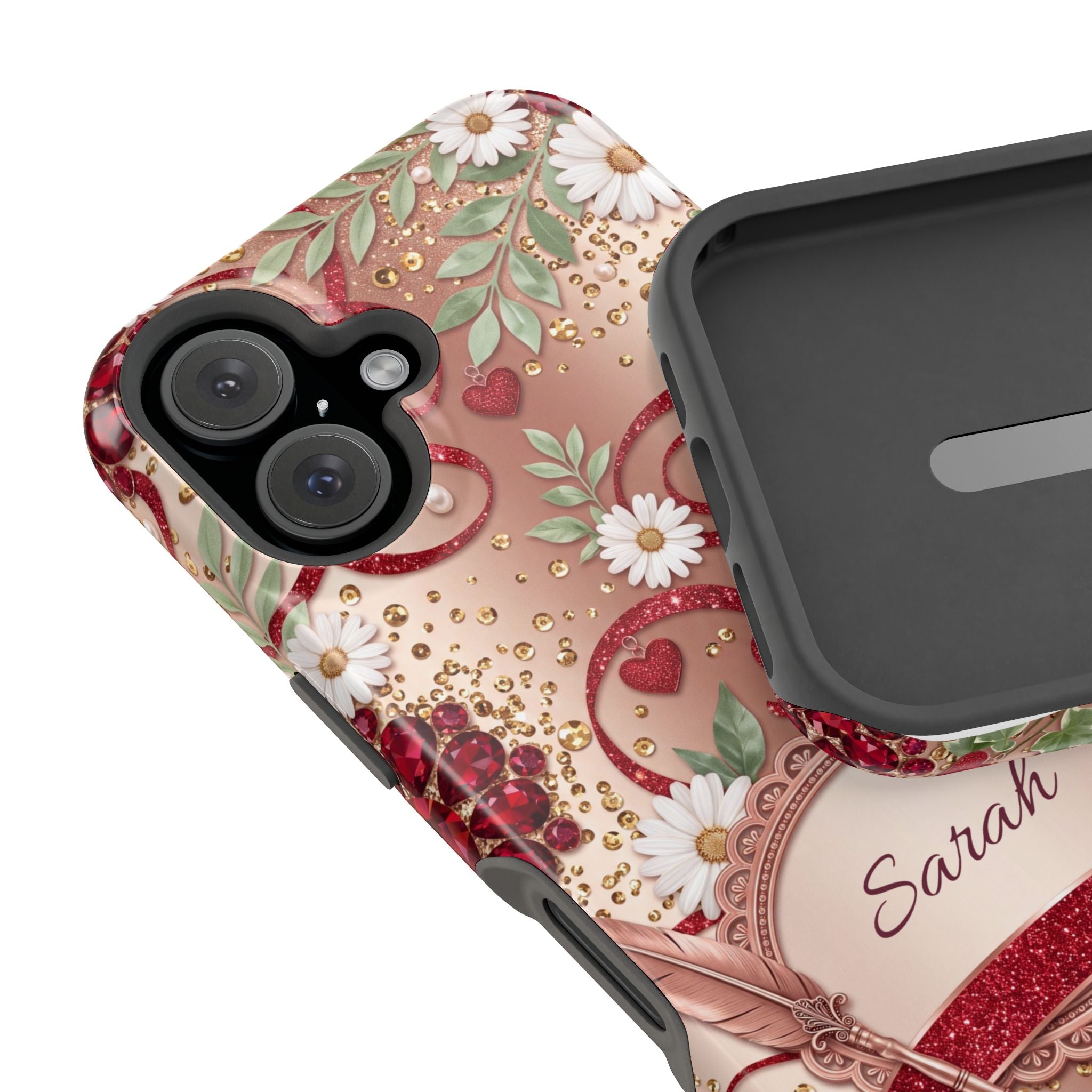 Personalized Vintage Floral Teacher Phone Case — Wireless Charging Cover