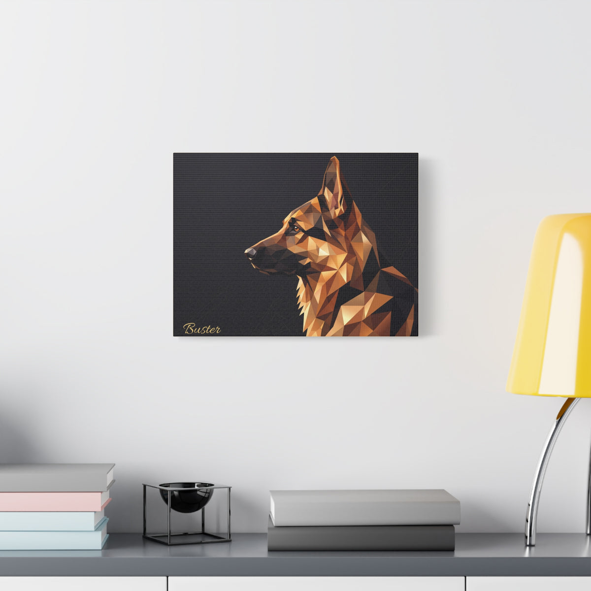 German Shepherd Personalized Canvas | Geometric Low-Poly Wall Art