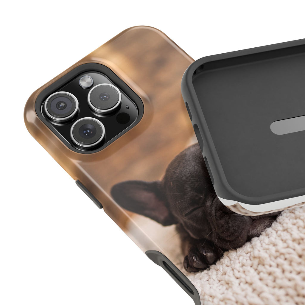 Sleepy French Bulldog Phone Case — Impact-Resistant Wireless Charging Cover