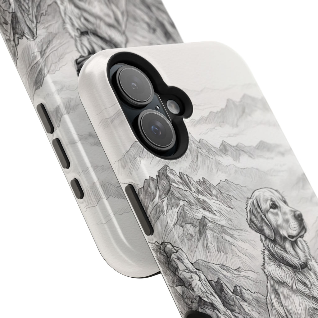 Personalized Golden Retriever Mountain Peak Phone Case — Wireless Charging Cover