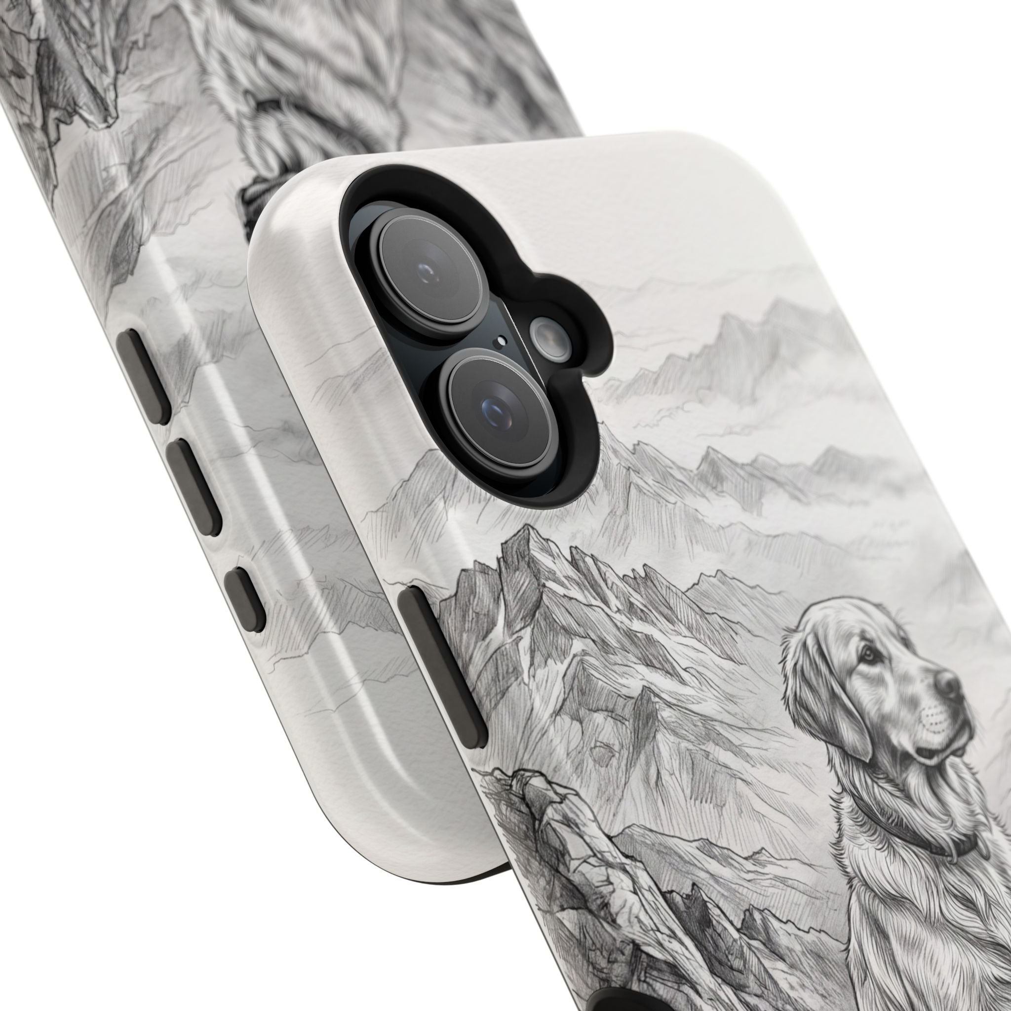 Personalized Golden Retriever Mountain Peak Phone Case — Wireless Charging Cover