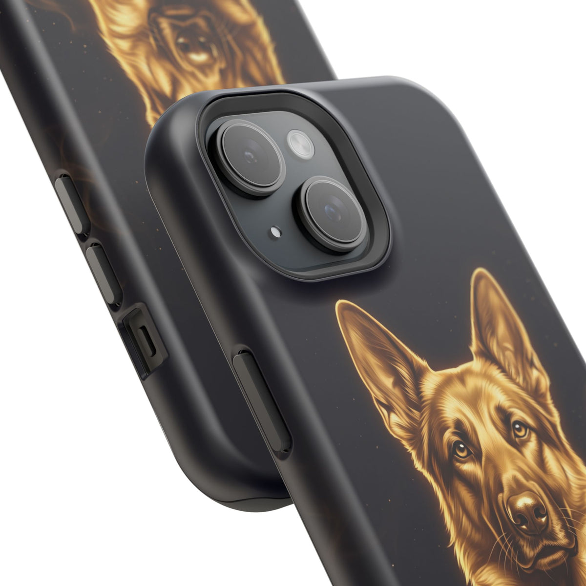 German Shepherd Phone Case | Personalized Gold Glow Art — Tough Magnetic Case with Wireless Charging