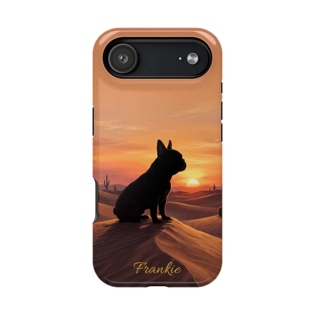Personalized French Bulldog Desert Sunset Phone Case — Wireless Charging Cover