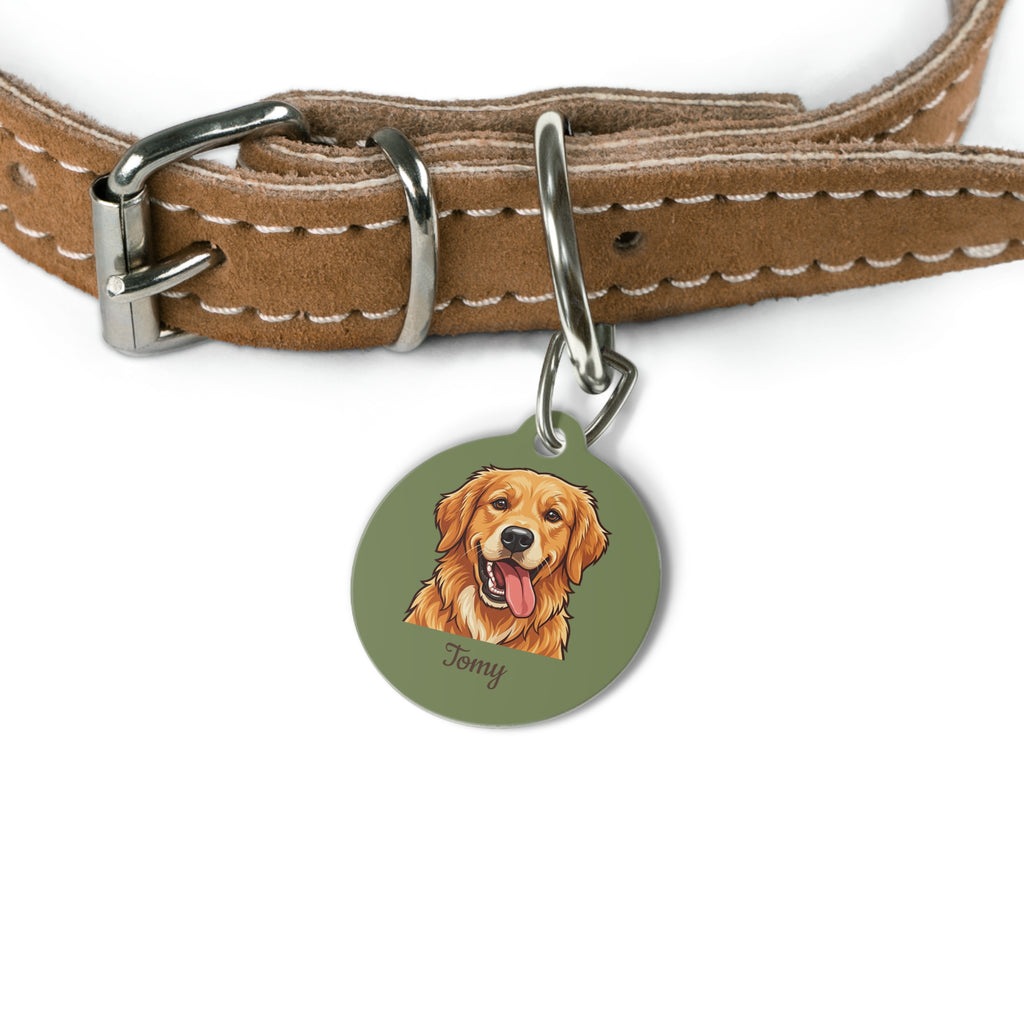 Personalized Golden Retriever Pet Tag – Custom Photo & Name Dog ID Tag