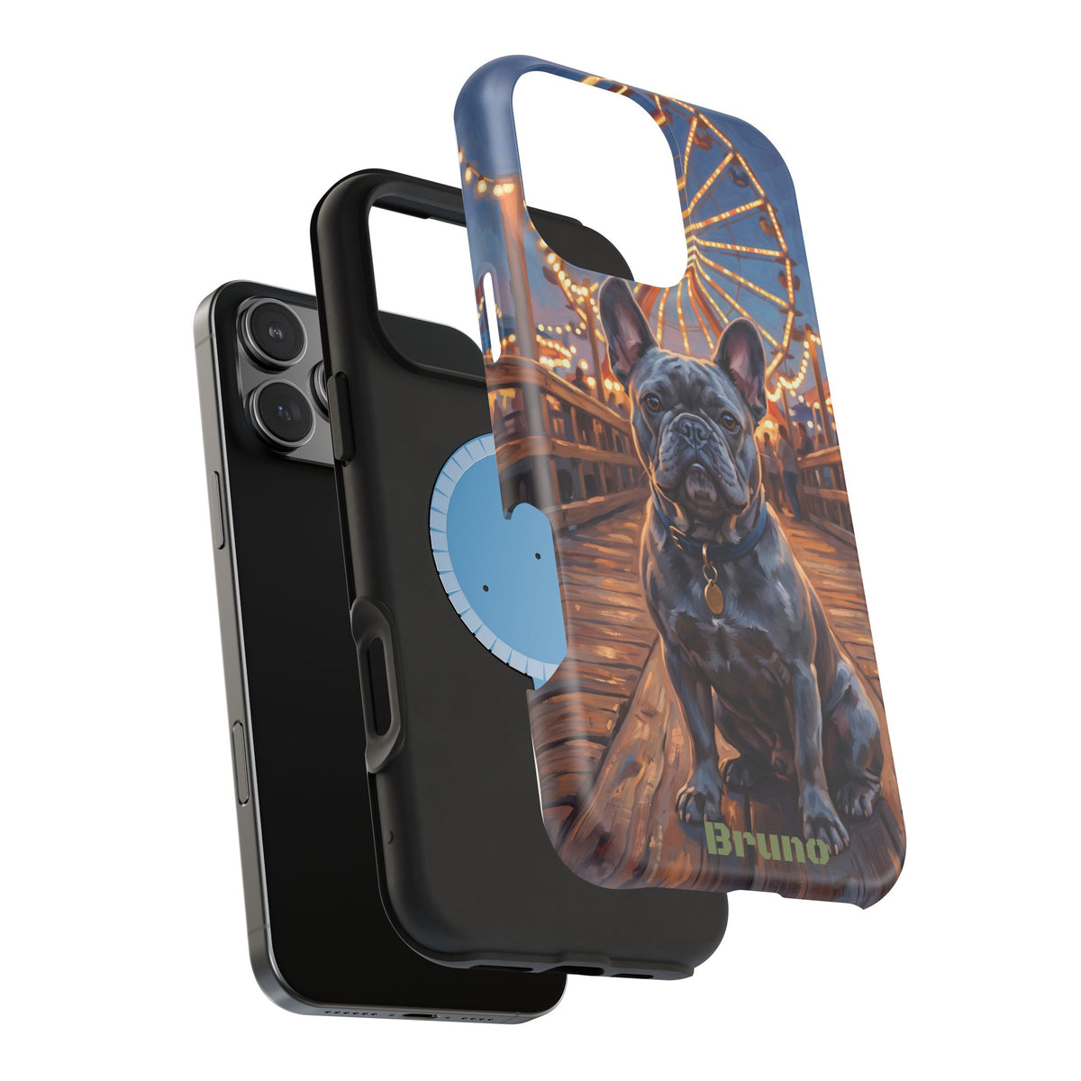 Personalized French Bulldog Pier Lights Phone Case — Wireless Charging Cover