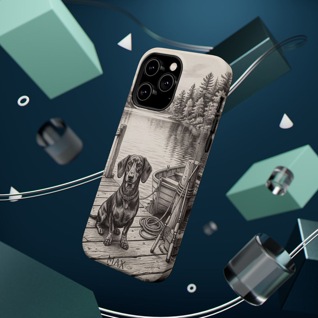 Personalized Dachshund Sunset Beach Phone Case — Wireless Charging Cover