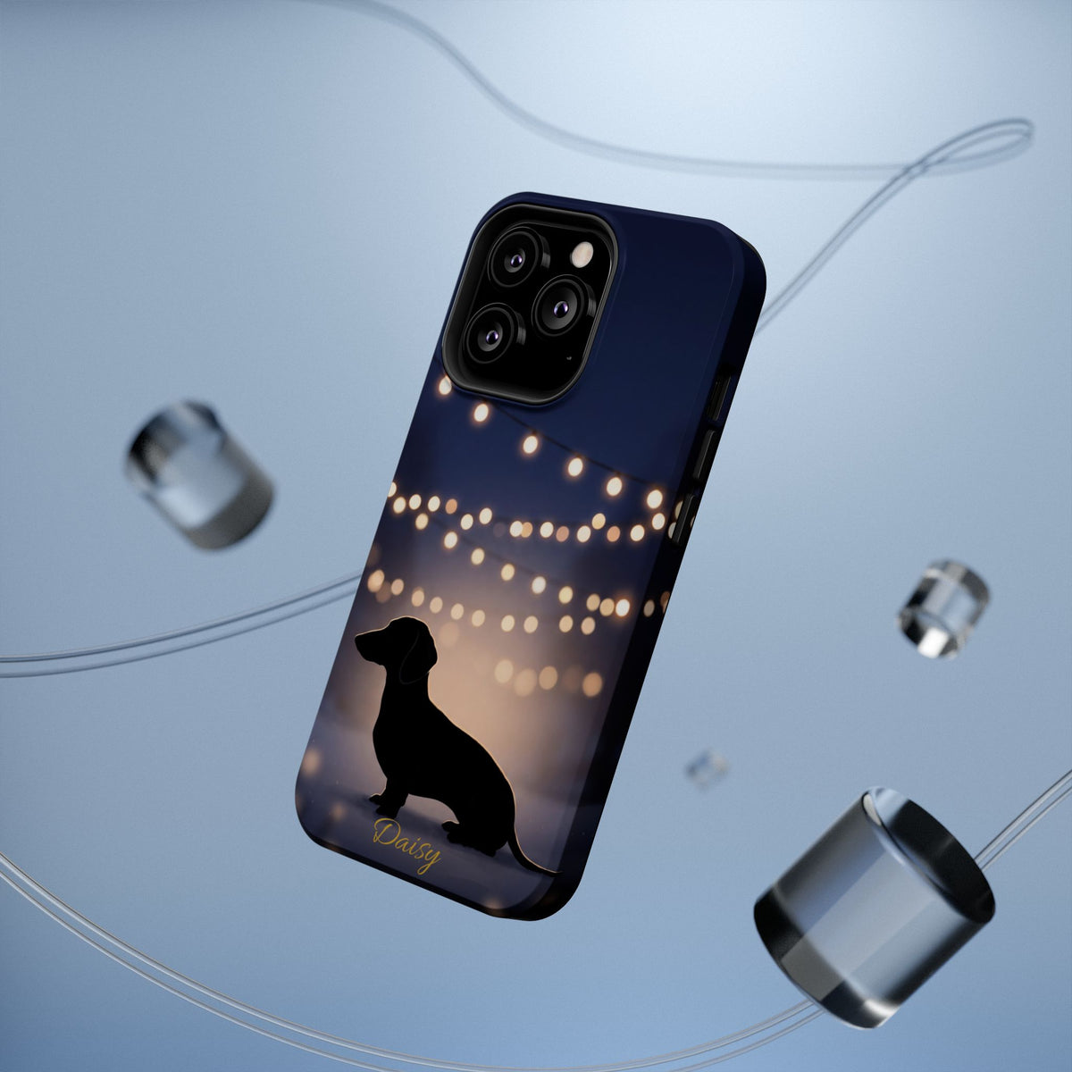 Personalized Dachshund Fairy Lights Phone Case — Wireless Charging Cover